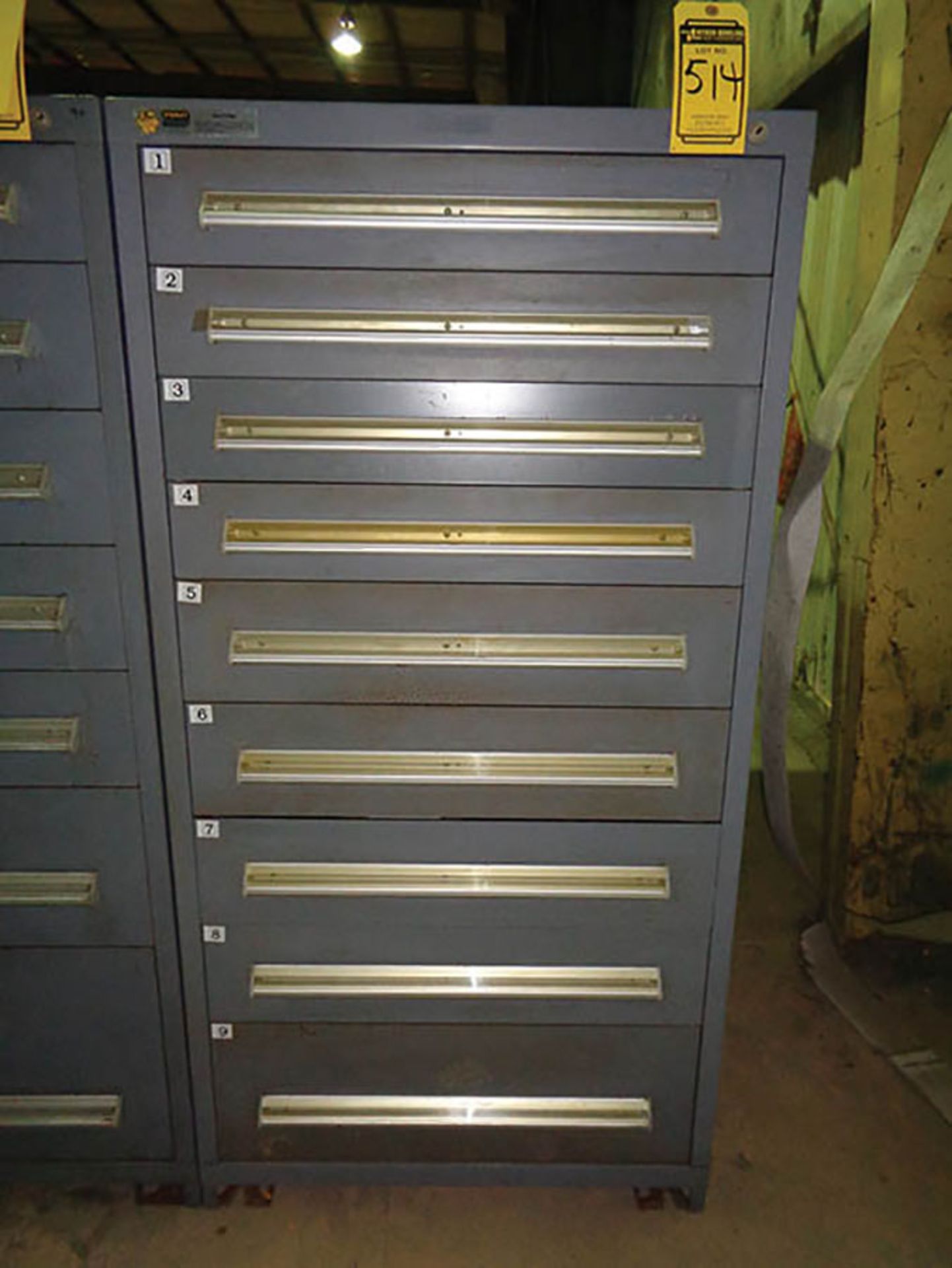 STANLEY VIDMAR 9 DRAWER INDUSTRIAL STORAGE CABINET W/ CONTENTS