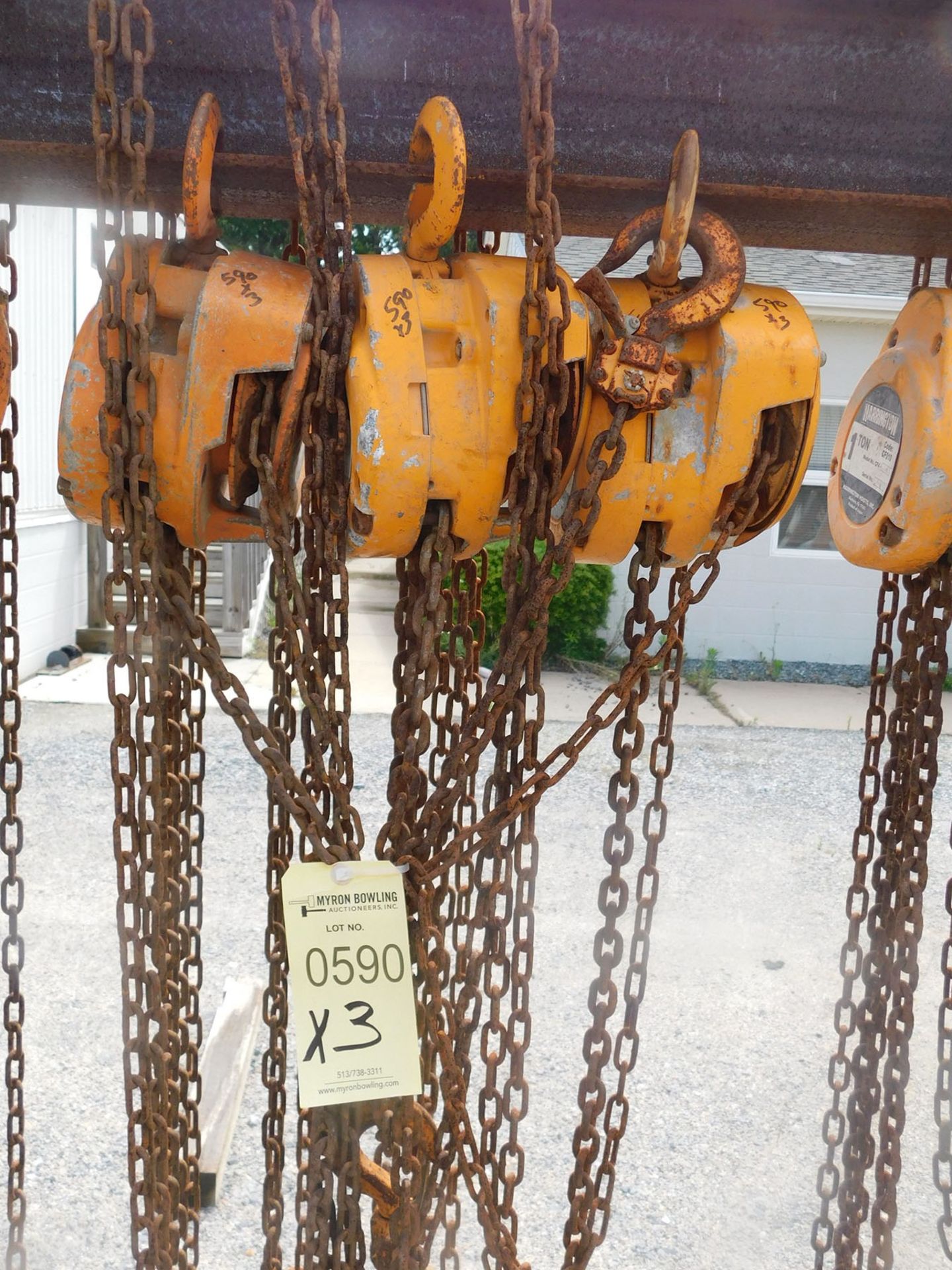 HARRINGTON HOIST INC. 1-TON CHAIN HOISTS (X3)