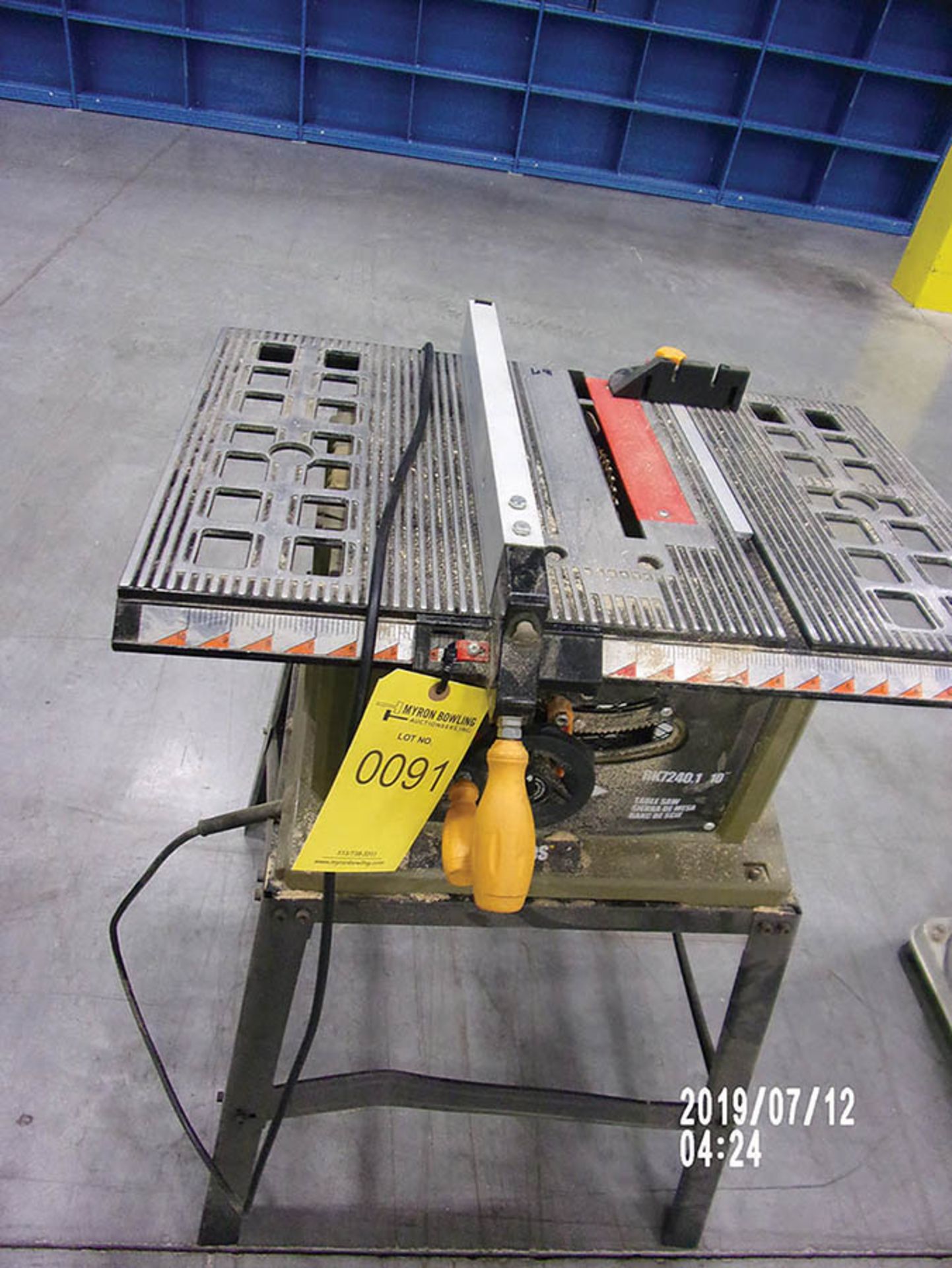 ROCKWELL SHOP SERIES 10'' TABLE SAW; MODEL RK7240.1, 120V, 4,500 RPM, S/N 201219143332