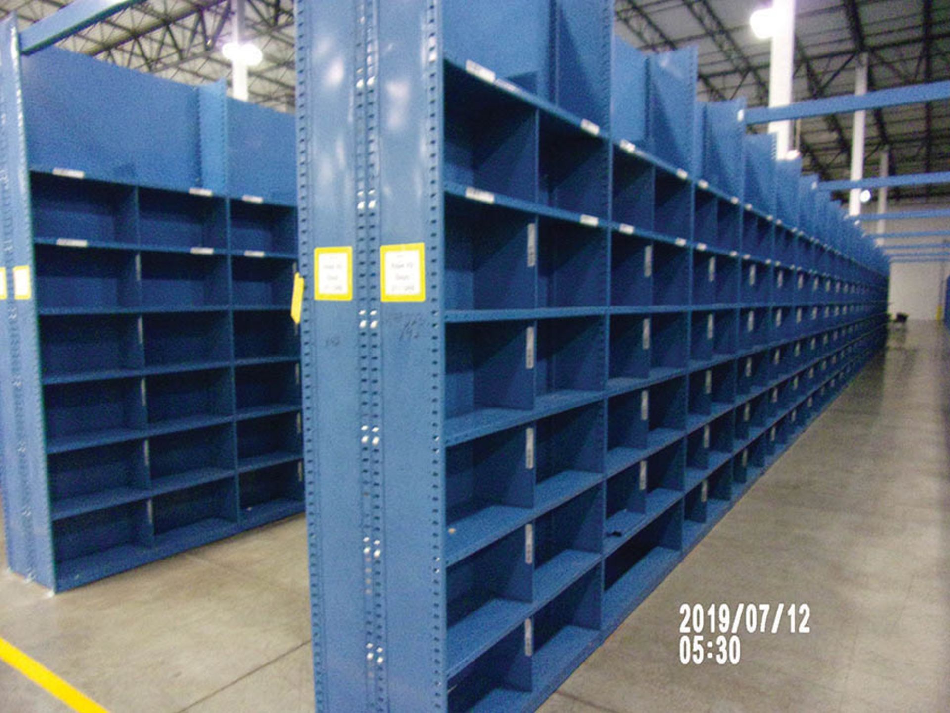 (42) SECTIONS OF HALLOWELL HI-TECH BOLTLESS SHELVING WITH DIVIDERS