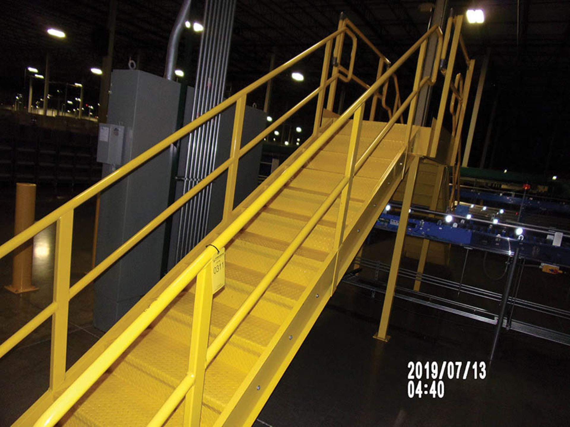 YELLOW SAFETY CROSSOVER STAIRS 7' PLATFORM HEIGHT, 26' LENGTH, 3' WIDTH