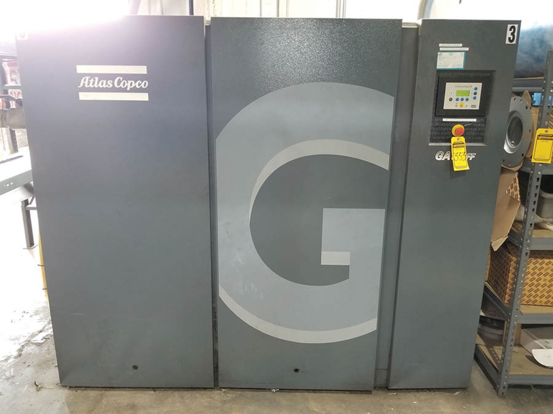 2007 ATLAS COPCO GA90 125 HP ROTARY SCREW AIR COMPRESSOR; S/N AP1604977