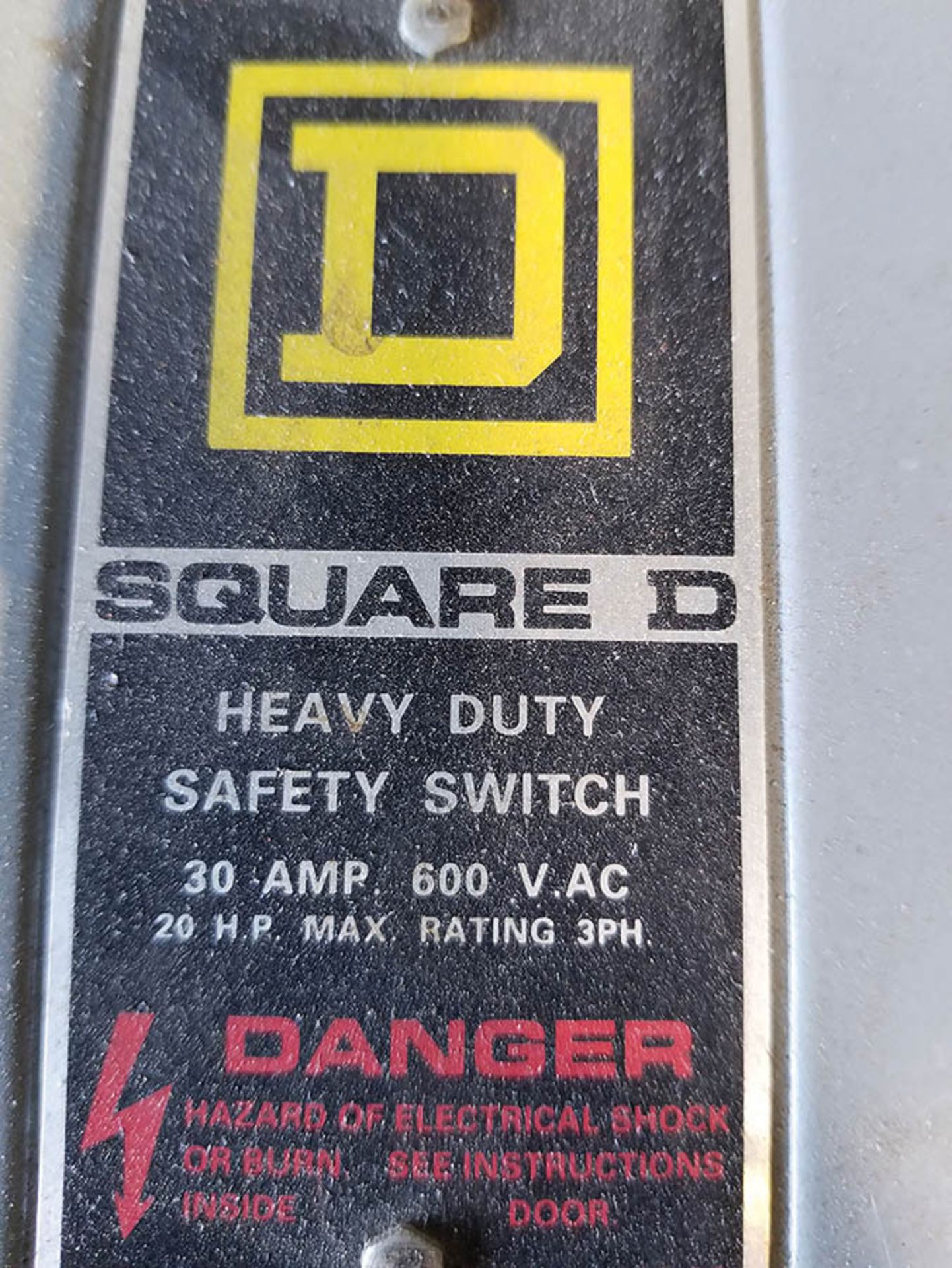 SQUARE D SAFETY SWITCH; 30 AMP, 600 VAC - Image 2 of 2