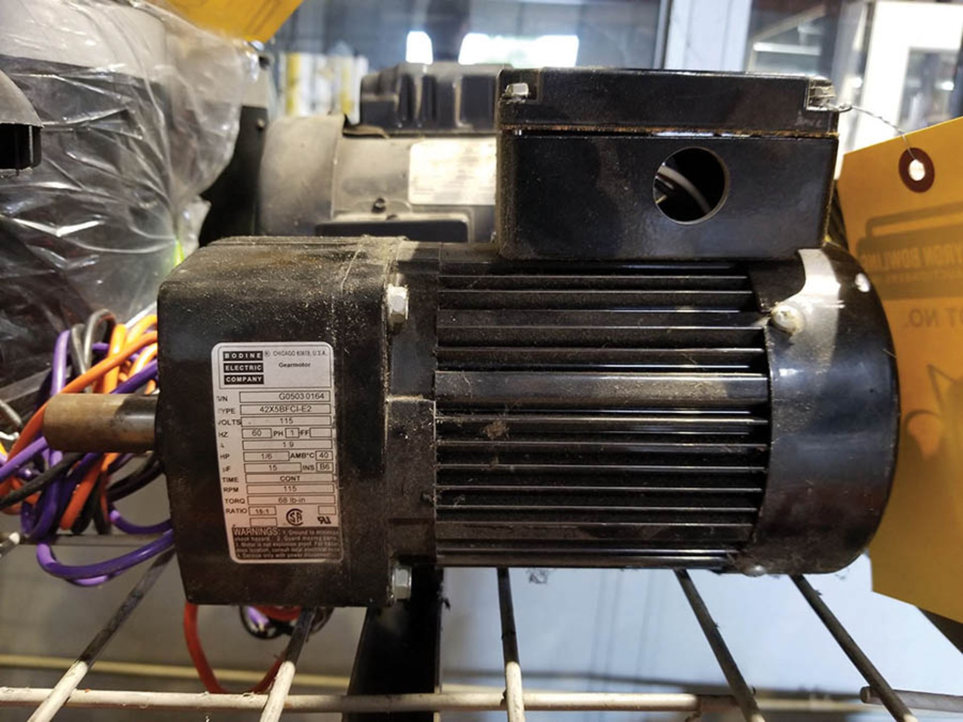 BODINE 1/6 HP MOTOR; 115/60/1, 15:1 RATIO