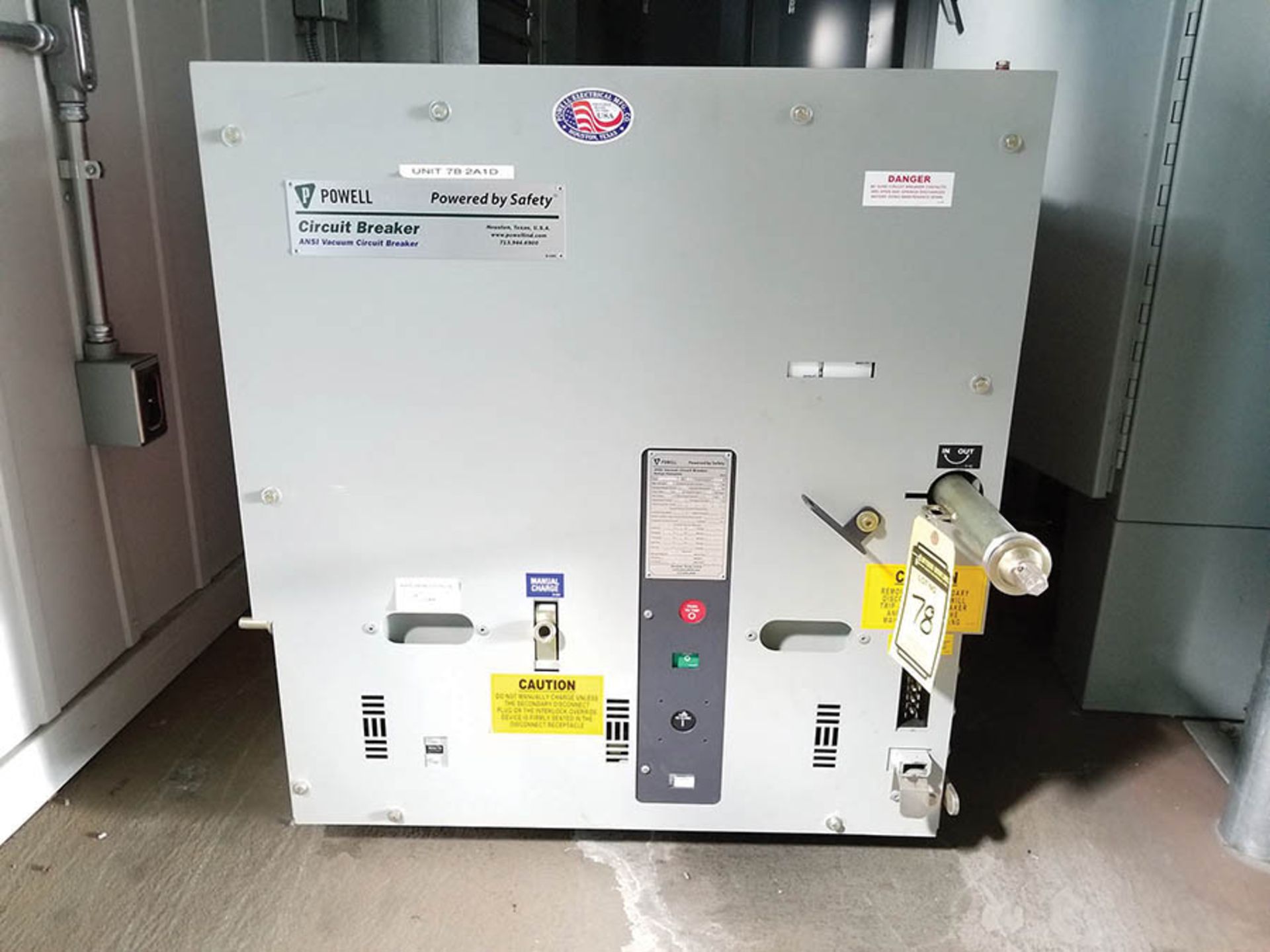 2008 POWELL ANSI VACUUM CIRCUIT BREAKER, 1200A CONT. CURRENT, 60 HZ, VOLTAGE RANGE FACTOR 1.0 - Image 6 of 6