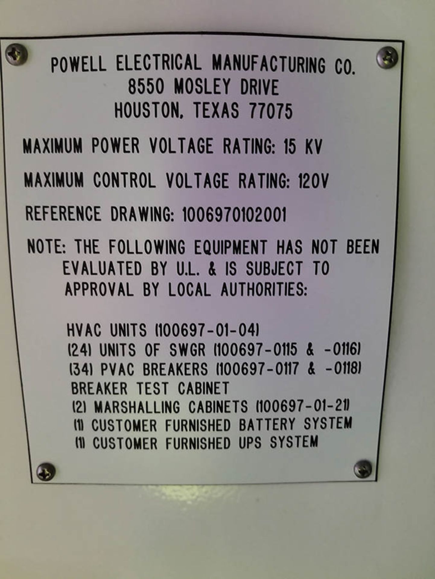 CONTENTS OF: PDC-1/ 2007 POWELL INDUSTRIES 80' X 25' MODULAR POWER CONTROL ROOM INTEGRATED EQUIPMENT - Image 8 of 33