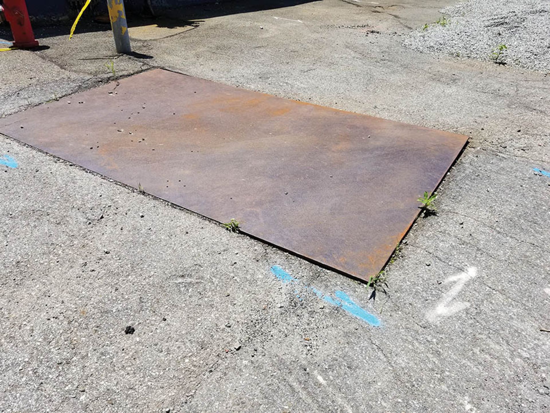 (39 PCS) ROAD PLATE STEEL, 6’ X 12’ X 1” THICK ON AVERAGE, SOME SET IN ASPHALT OR CONCRETE **LOCATED - Image 8 of 8