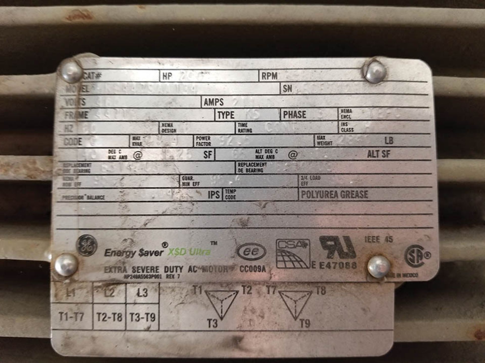 GE 200 HP EXTRA SEVERE DUTY AC MOTOR, 447TS FRAME, 60 HZ, 3 PH, TYPE KS ***LOCATED IN JERSEY CITY, - Image 4 of 4