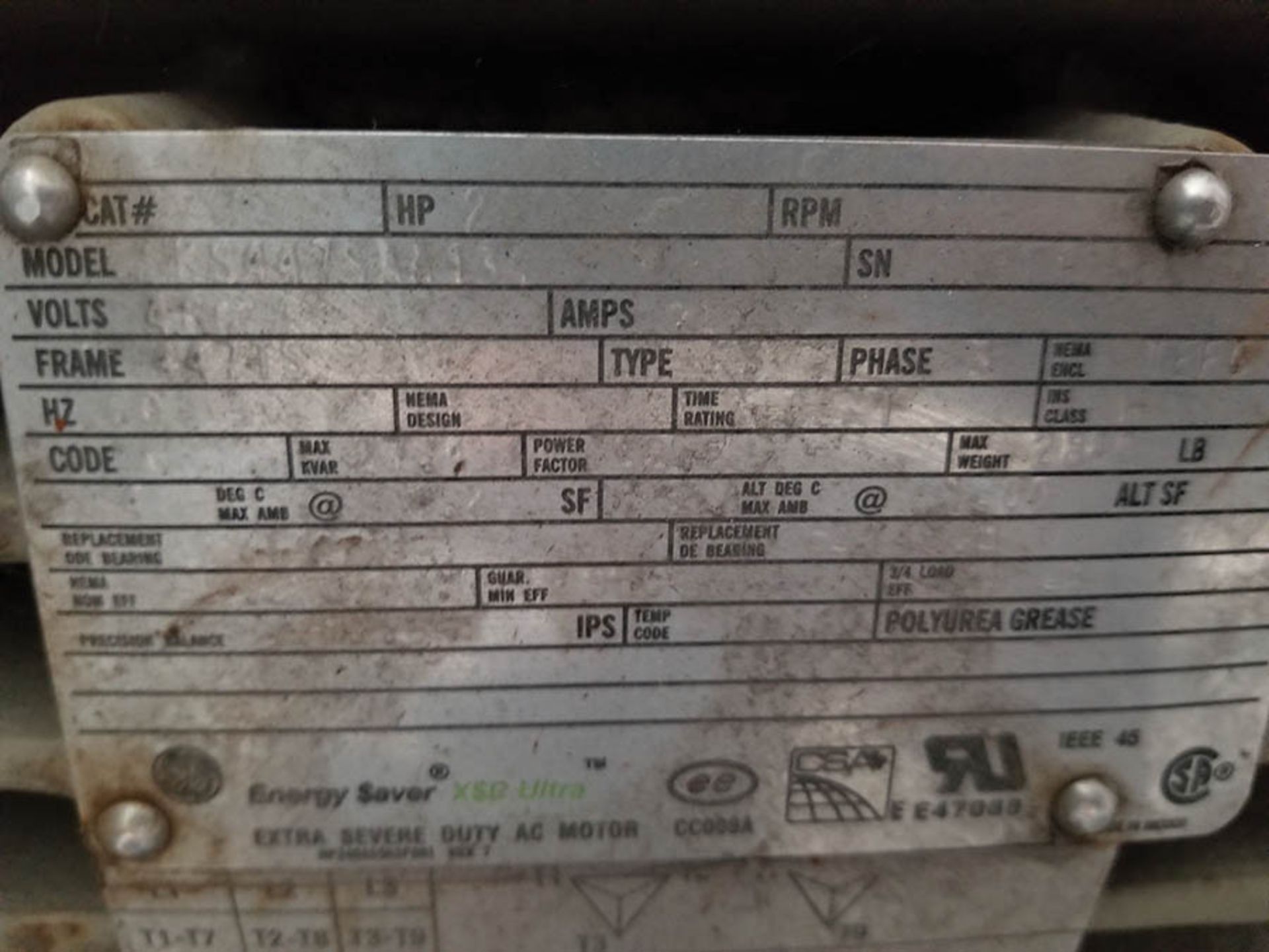 GE 200 HP EXTRA SEVERE DUTY AC MOTOR, 447TS FRAME, 60 HZ, 3 PH, TYPE KS ***LOCATED IN JERSEY CITY, - Image 3 of 5