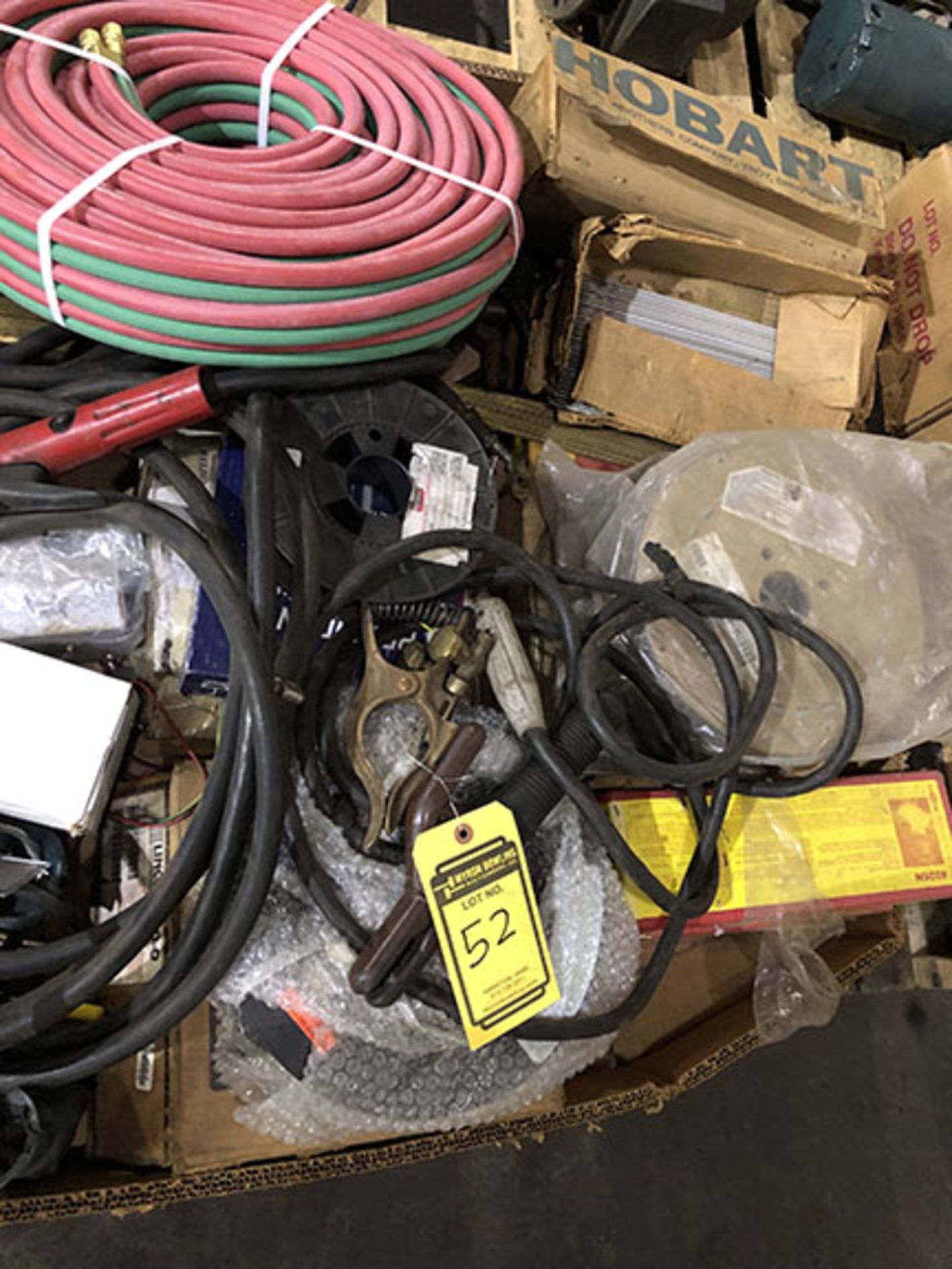(4) PALLETS OF ASSORTED WELDING WIRE, WELDING RODS, WELDING ROD ELECTRODES, TWIN LINE HOSE, GROUND - Image 4 of 4