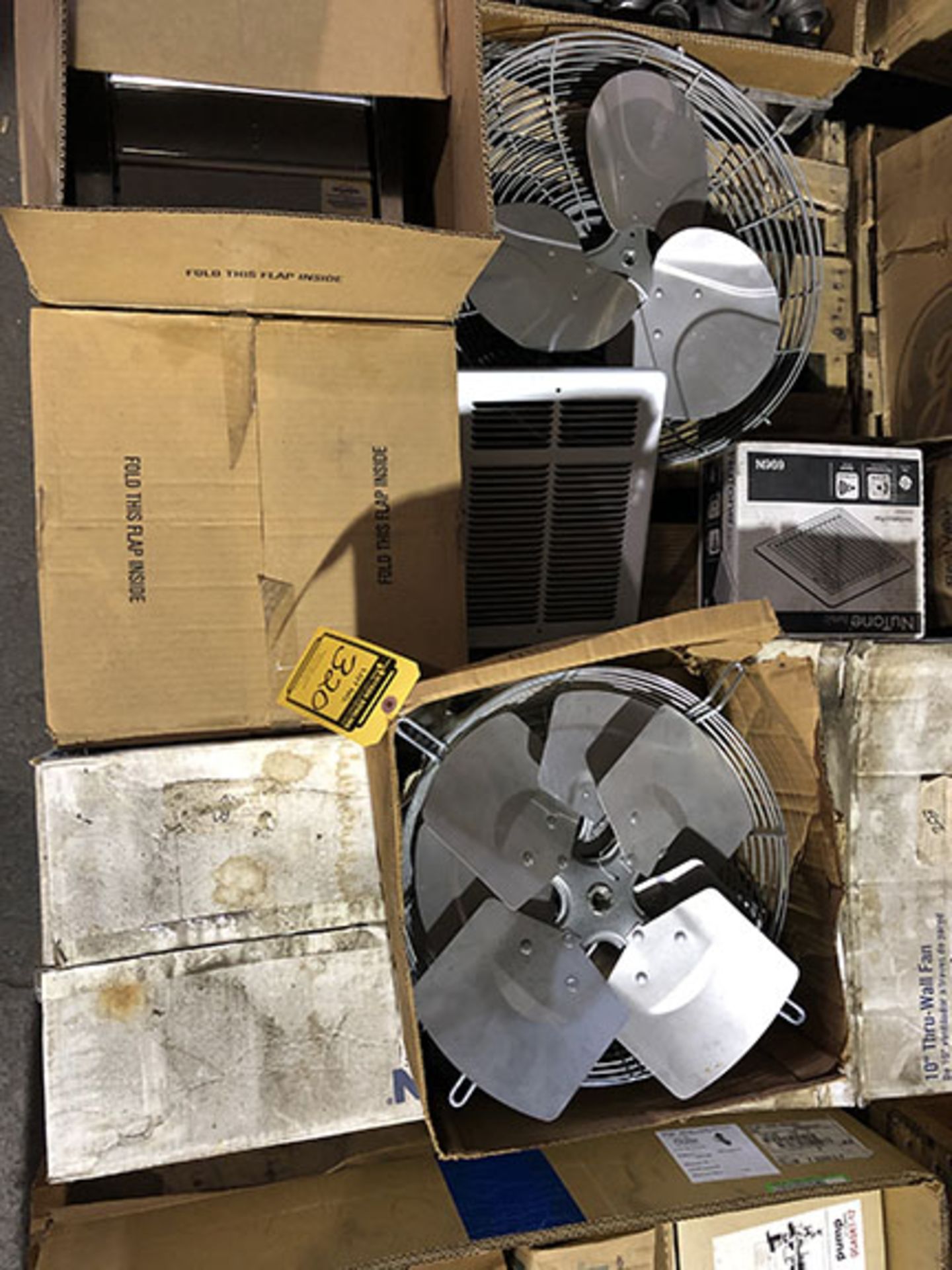 (2) PALLETS OF FANS; BROAN & NUTONE, 10" THRU WALL FAN, (2) DAYTON POWER VENTILATORS