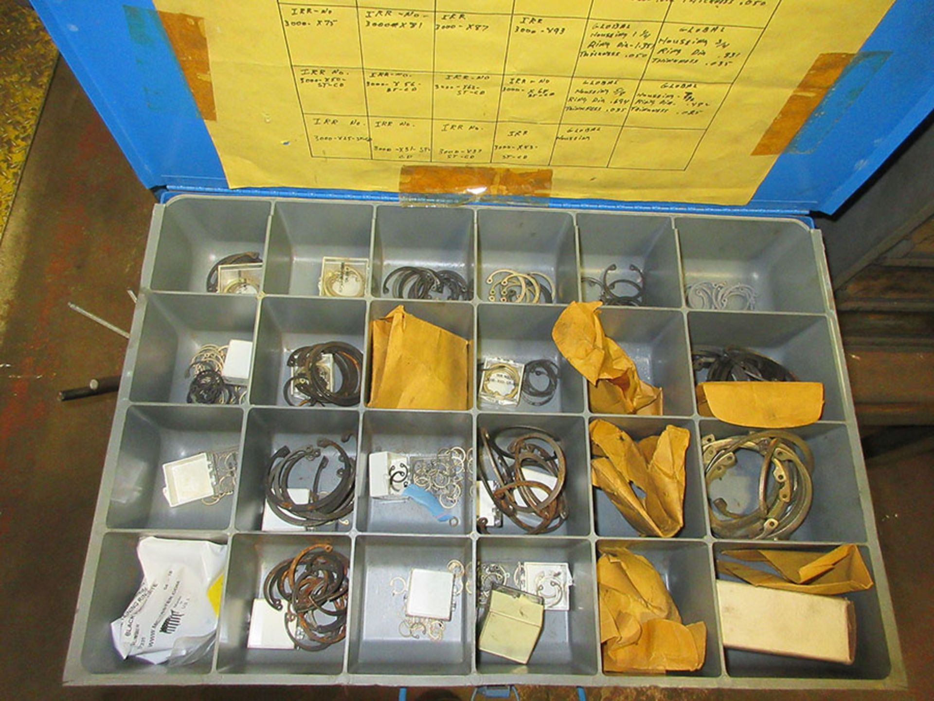 PARTS BINS WITH CONTENT; SNAP RINGS, FITTINGS, AND COTTER PINS - Image 4 of 4