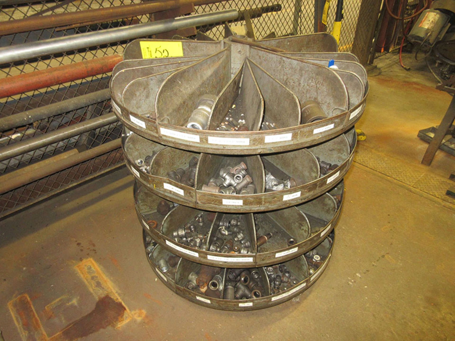 ROTARY PARTS BIN WITH CONTENT & CABINET WITH CONTENT