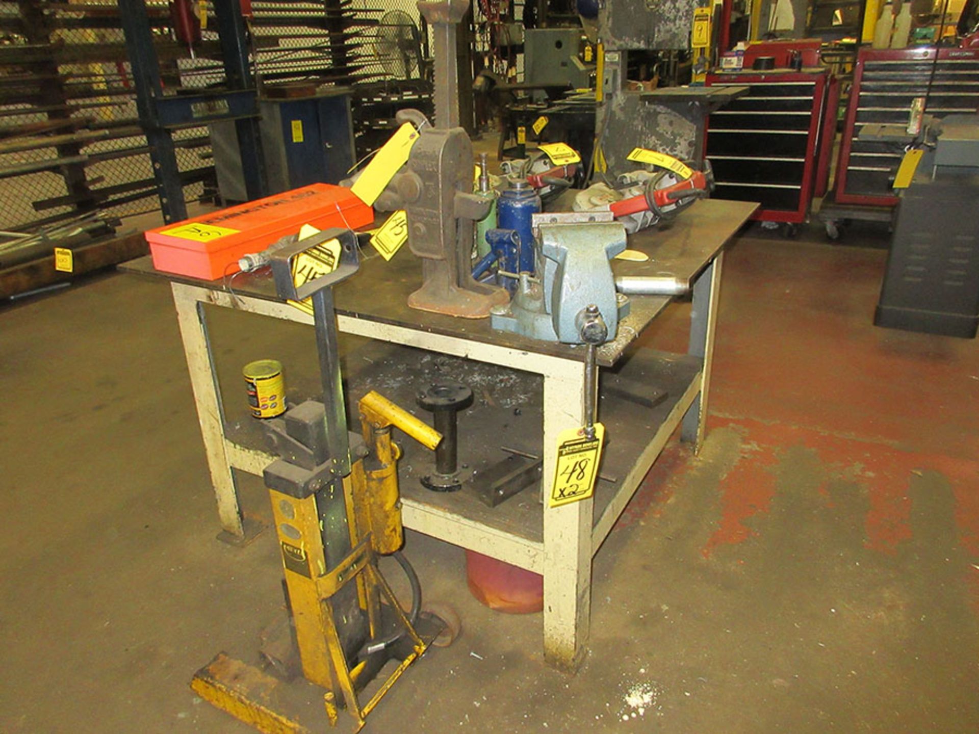 (2) HD WELDING TABLES; (1) 3' X 6', (1) 4' X 4' WITH 5' WILTON BENCH VISE - Image 2 of 2