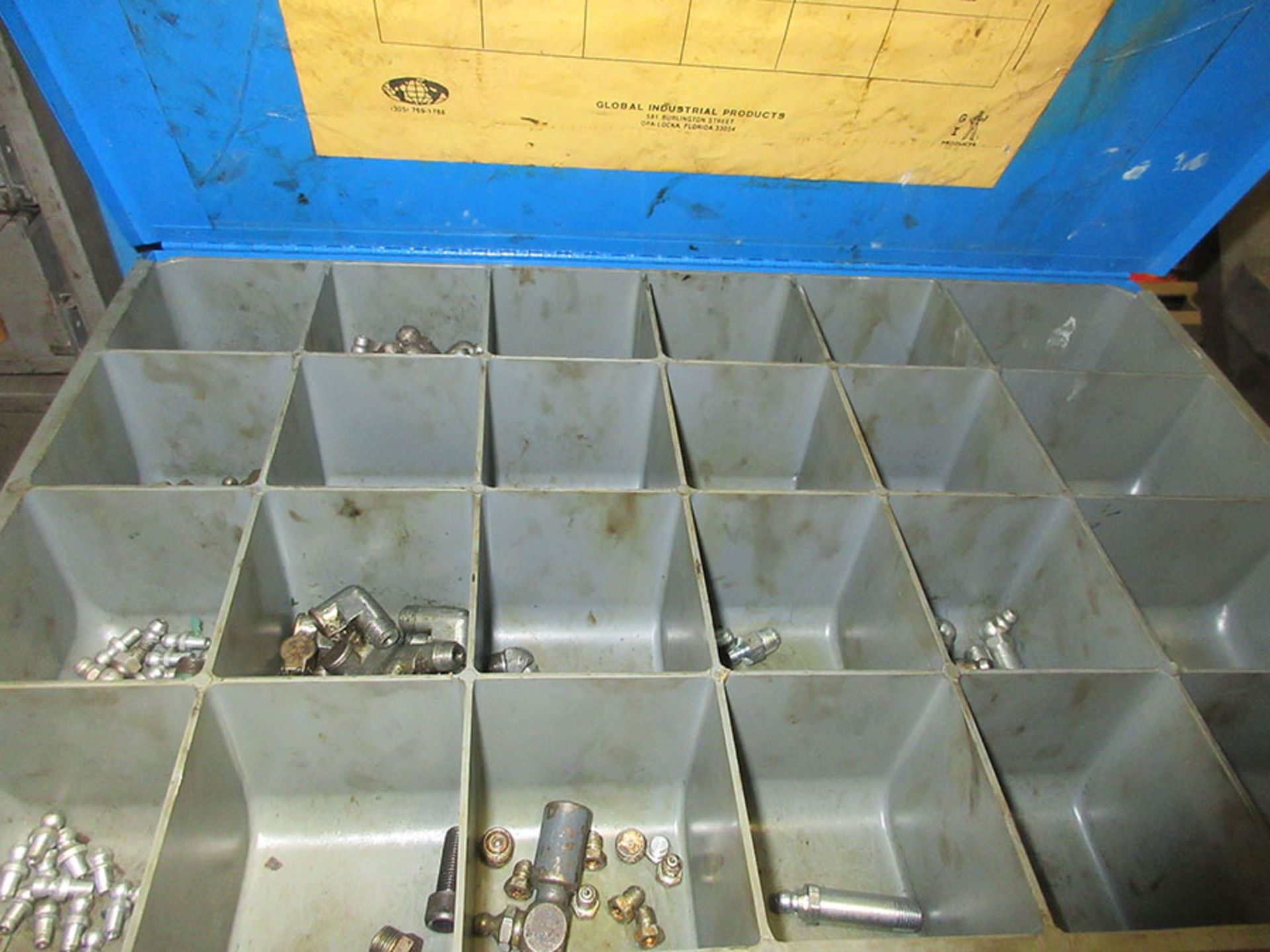 PARTS BINS WITH CONTENT; SNAP RINGS, FITTINGS, AND COTTER PINS - Image 3 of 4