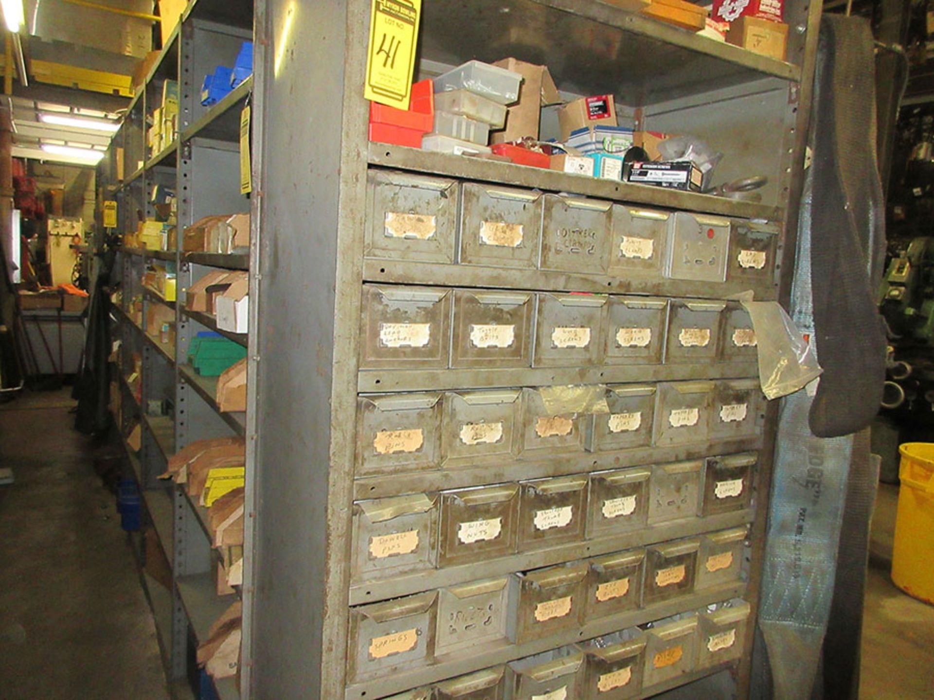 9-SECTIONS SHELF UNIT WITH CONTENT; ASSORTED HARDWARE, TAPS, DIES, FITTINGS, BOLTS, SCREWS, SHIM - Image 6 of 12