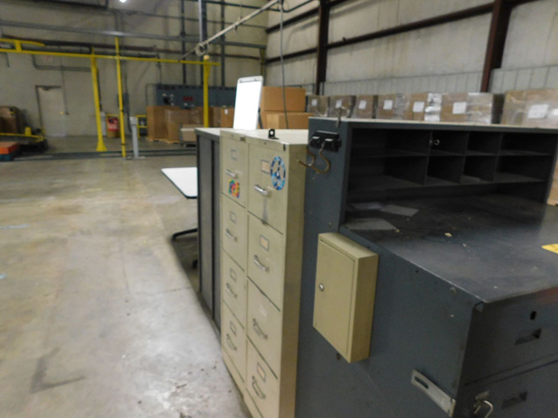 LOT OF FILE CABINETS, CHAIRS, AND TABLES