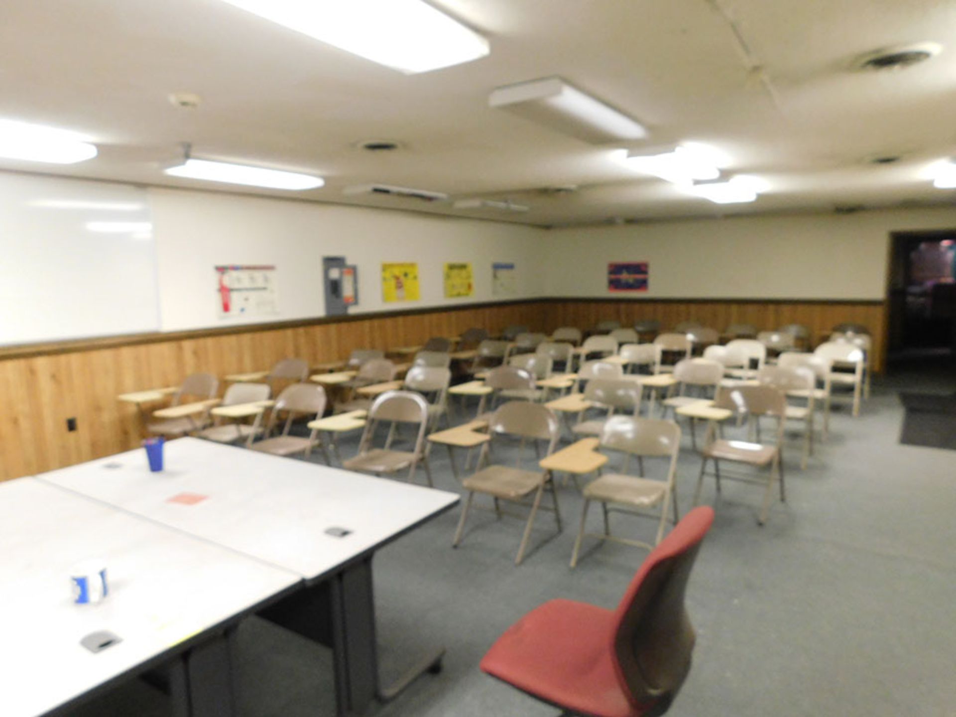 CONTENTS OF ROOM; CABINET, (2) TABLES, FOLDING CHAIRS, AND TV & VCR