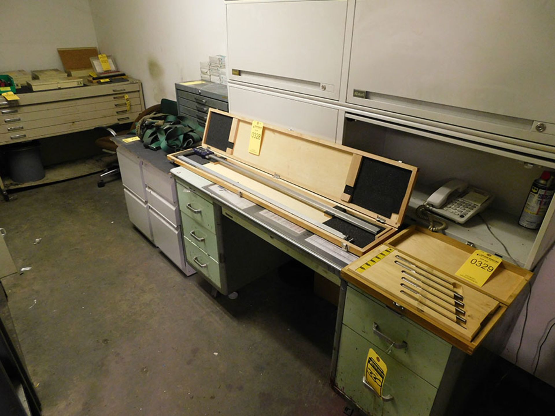 REMAINING CONTENTS OF ROOM; (3) FILE CABINETS, BLUEPRINT CABINET, AND DESK - Image 2 of 3