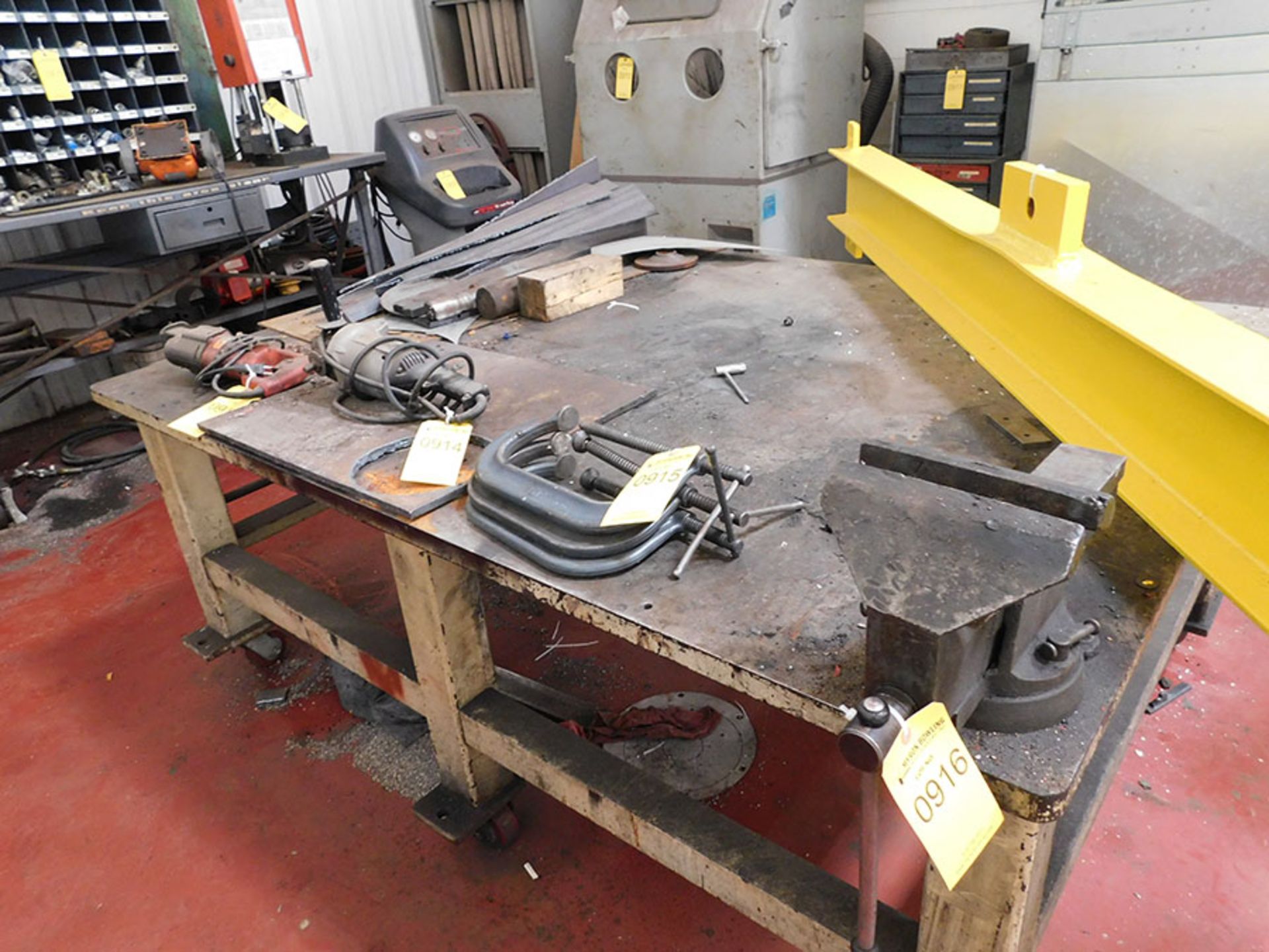 60'' X 78'' WELDING TABLE WITH 8'' VISE