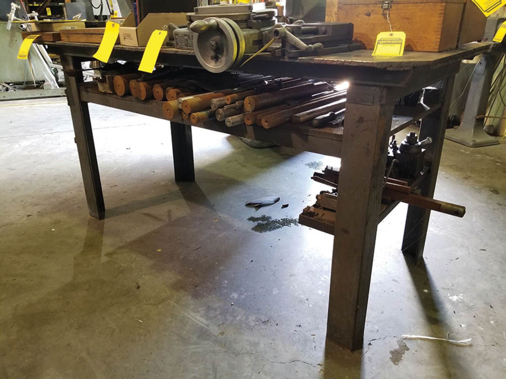 STEEL WELDING TABLE WITH 6" VICE, 74" X 38" X 1/2" THICK - Image 5 of 5