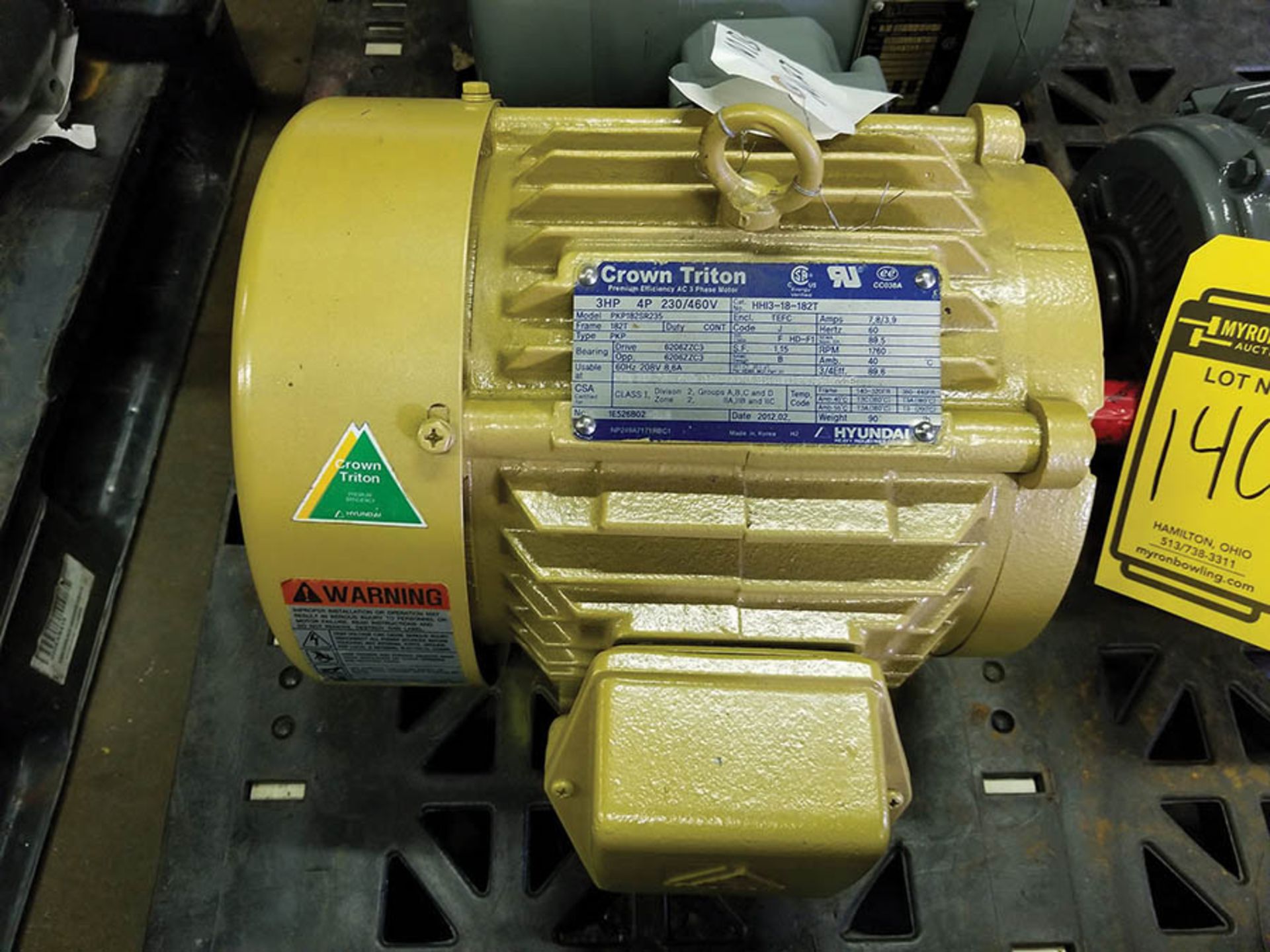 (5) ELECTRIC MOTORS; WEG 4 HP, 1,740 RPM, BALDOR 3 HP, 2,725 RPM, WESTINGHOUSE 3 HP, 1,725 RPM/ - Image 4 of 8