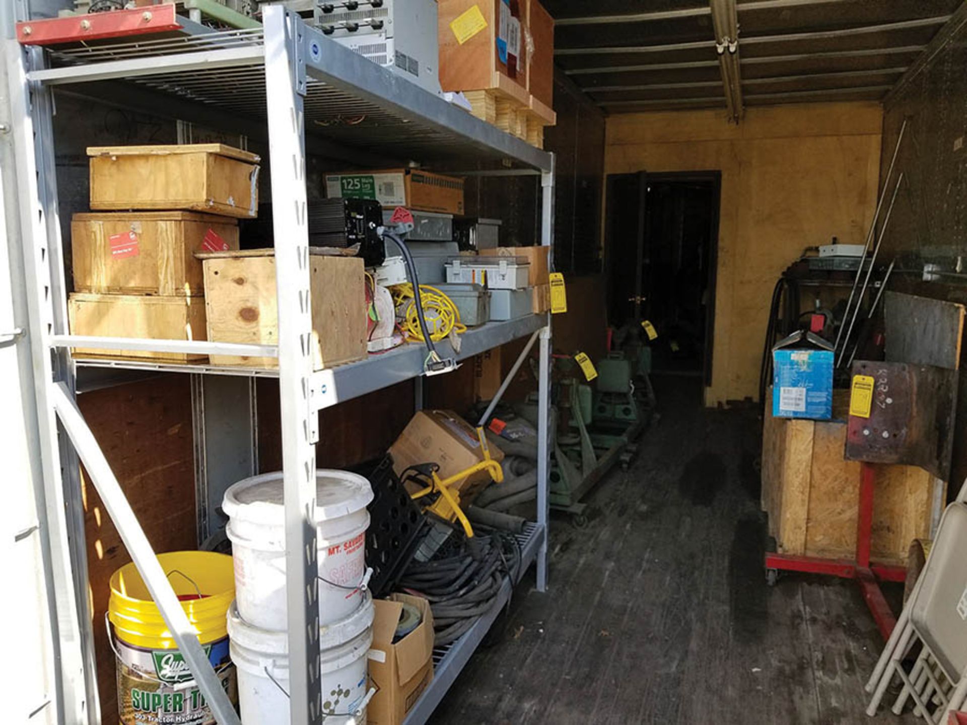 CONTENTS OF FRONT OF CONTAINER INCLUDING SHELVING, ELECTRICAL BOXES, LIGHTING EQUIPMENT, AND MISC. - Image 2 of 11