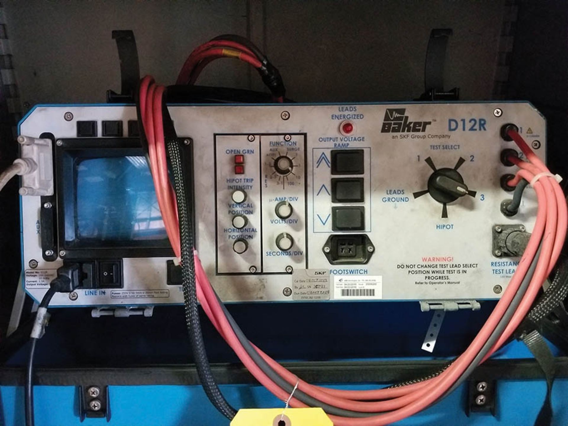 SKF BAKER D12R ELECTRICAL RESISTANCE TESTER, FOOTSWITCH, AND READ OUT SCREEN IN CABINET WITH TEST - Image 2 of 6