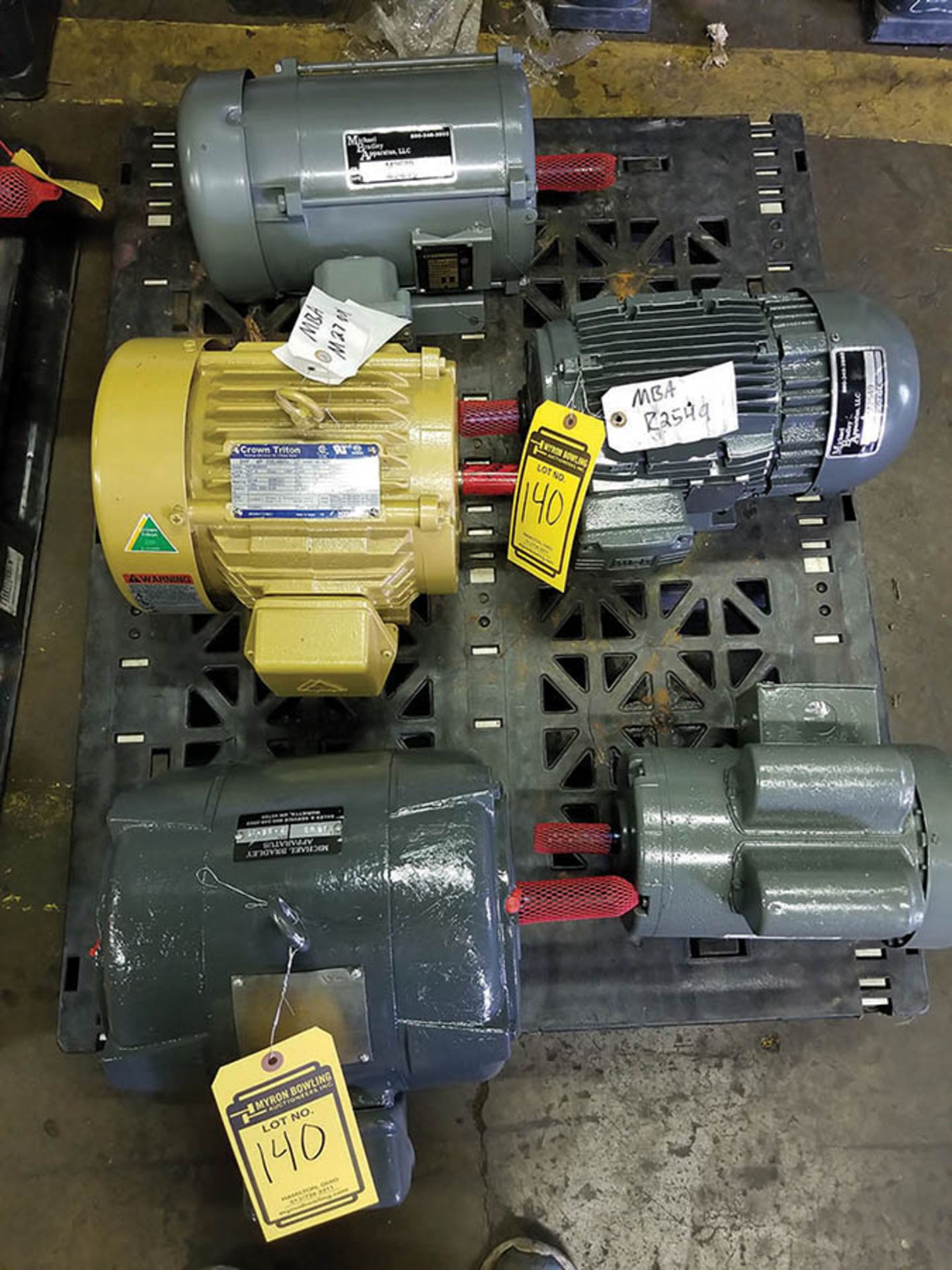 (5) ELECTRIC MOTORS; WEG 4 HP, 1,740 RPM, BALDOR 3 HP, 2,725 RPM, WESTINGHOUSE 3 HP, 1,725 RPM/