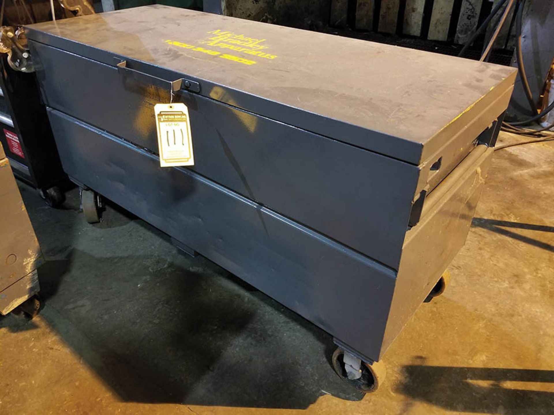 JOB BOX; 60" X 24" X 24" D, FULL OF TOOLS, WRENCH SETS, SCREW DRIVERS, SOCKETS, RATCHET STRAPS, SHIM