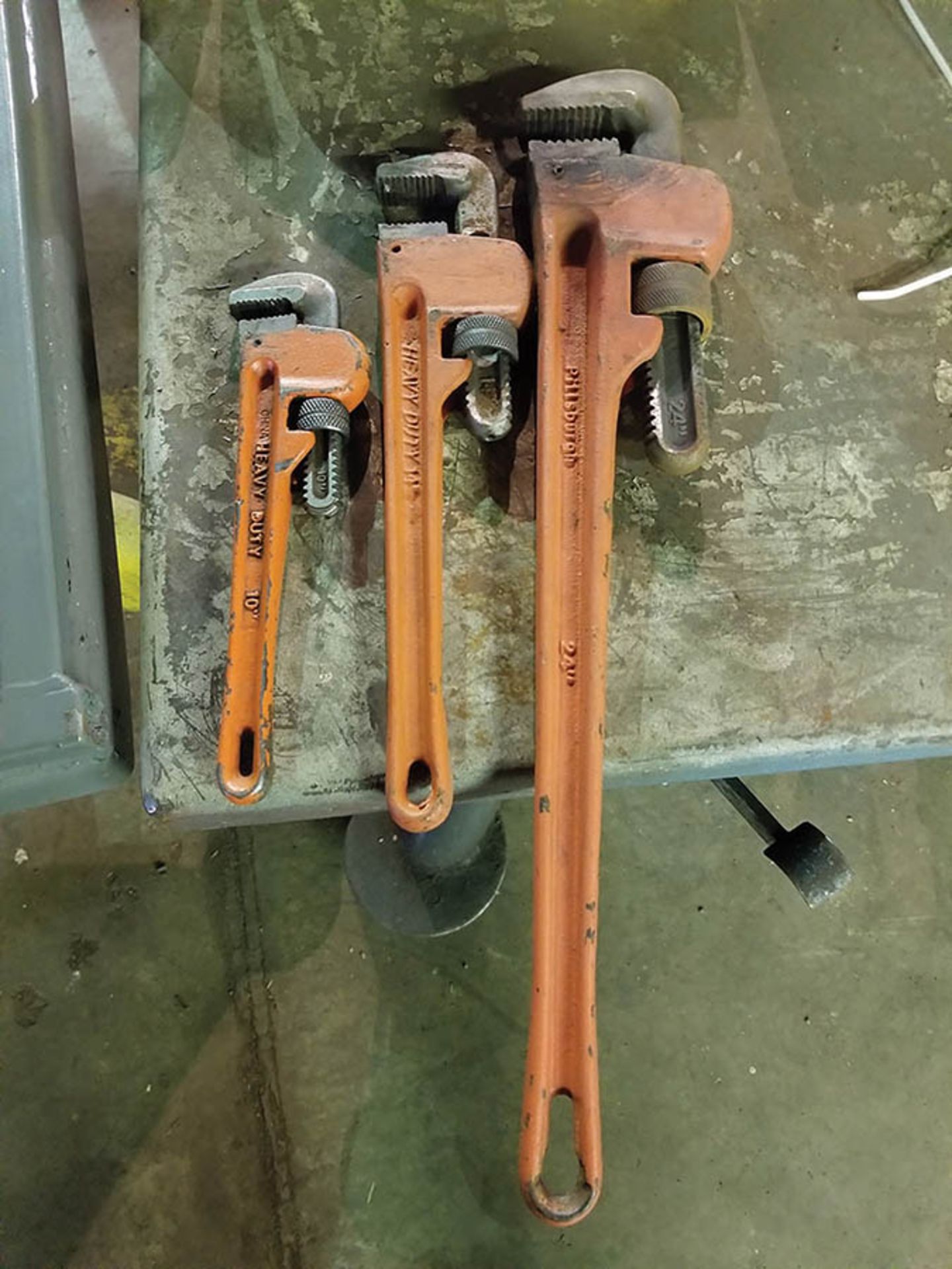 (5) ASSORTED SIZE PIPE WRENCHES; UP TO 48"