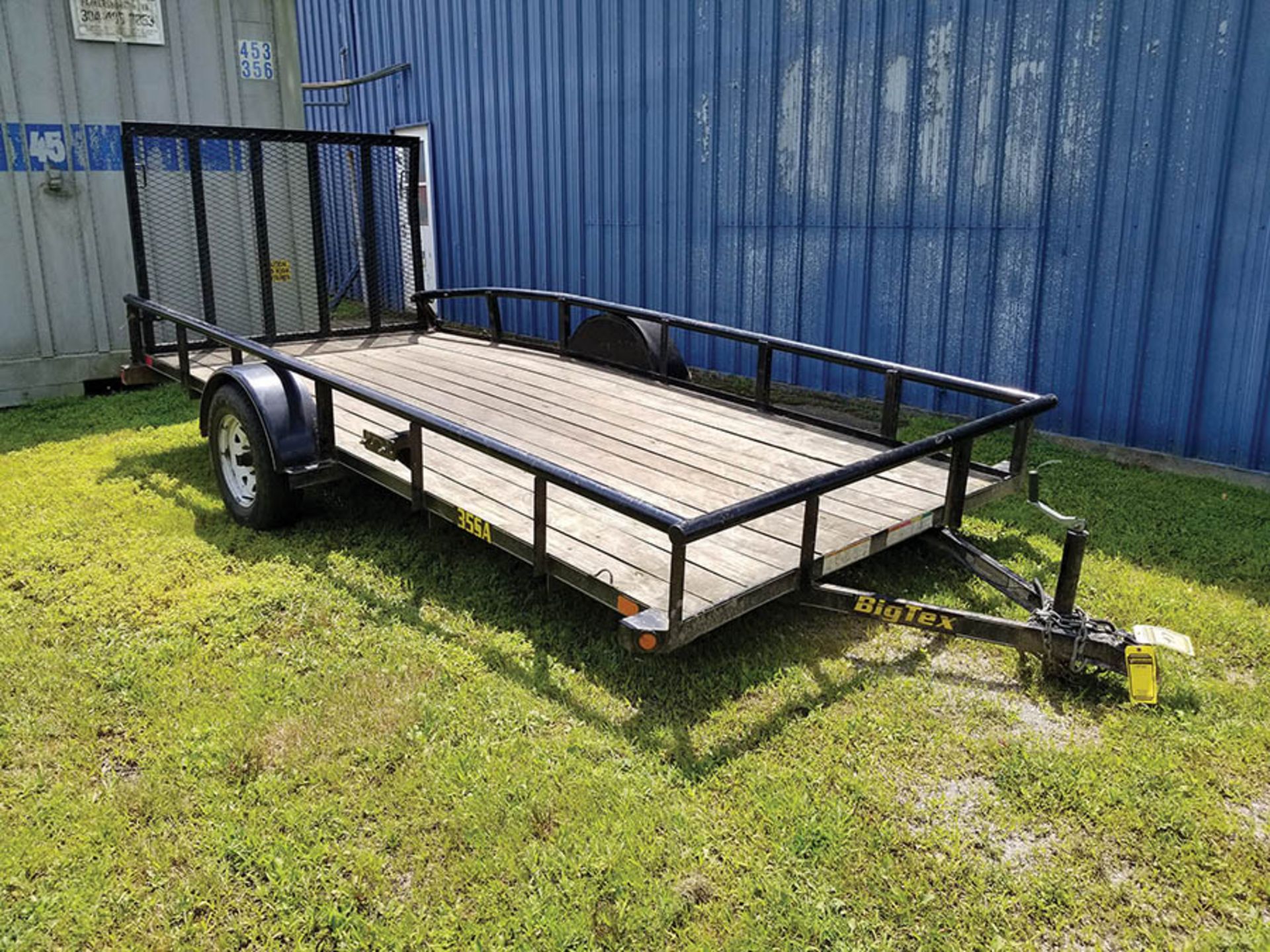 BIG TEX SINGLE AXLE 355A TRAILER; 14' X 7' DECK, 1 7/8 HITCH, FOLD DOWN RAMP (DAMAGE TO LEFT REAR) - Image 2 of 5