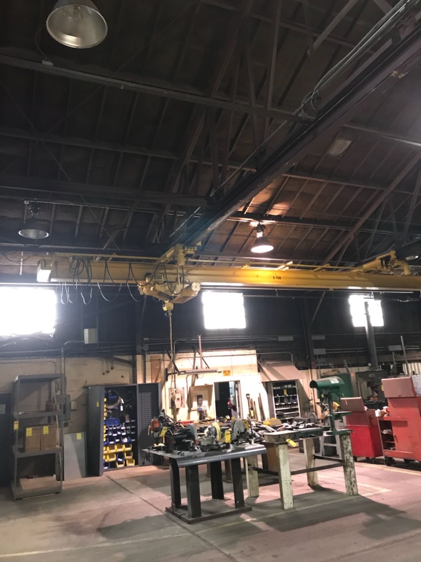 5-TON x 35' UNDERHUNG TROLLEY BRIDGE CRANE W/ ELECTRIC CABLE HOIST & PENDANT CONTROL - Image 2 of 3