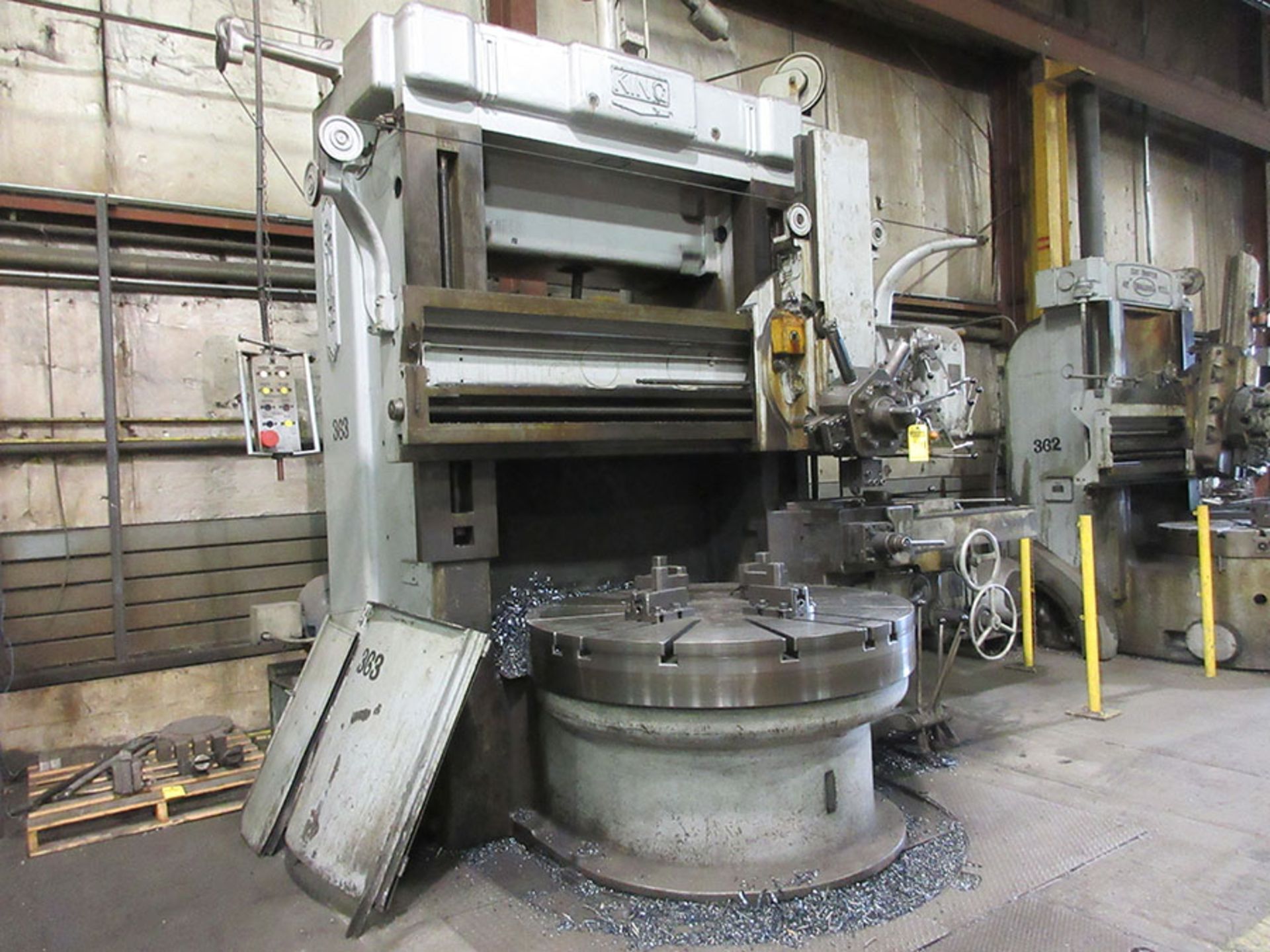 KING VERTICAL TURRET LATHE; 62'' DIA. BED, 5-TOOL POSITION HOLDER, 2.3-75 RPM, S/N 29171