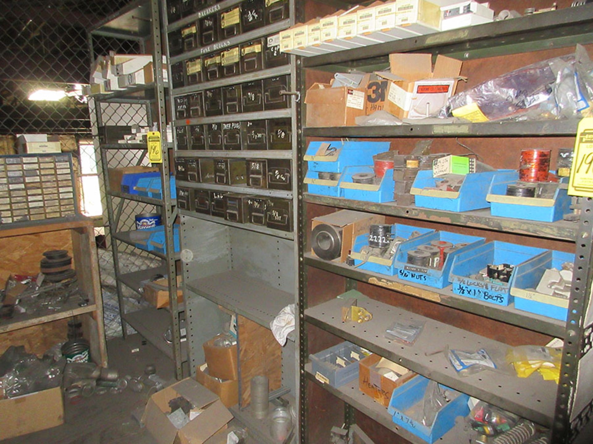 SHELF UNITS WITH CONTENTS; ELECTRICAL SUPPLIES, NUTS, AND BOLTS - Image 3 of 3