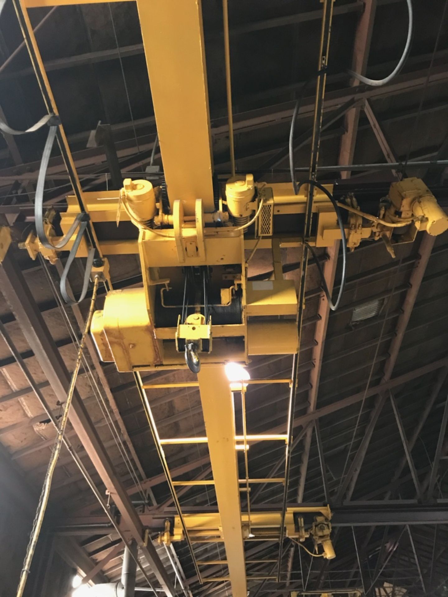 5-TON x 35' UNDERHUNG TROLLEY BRIDGE CRANE W/ ELECTRIC CABLE HOIST & PENDANT CONTROL