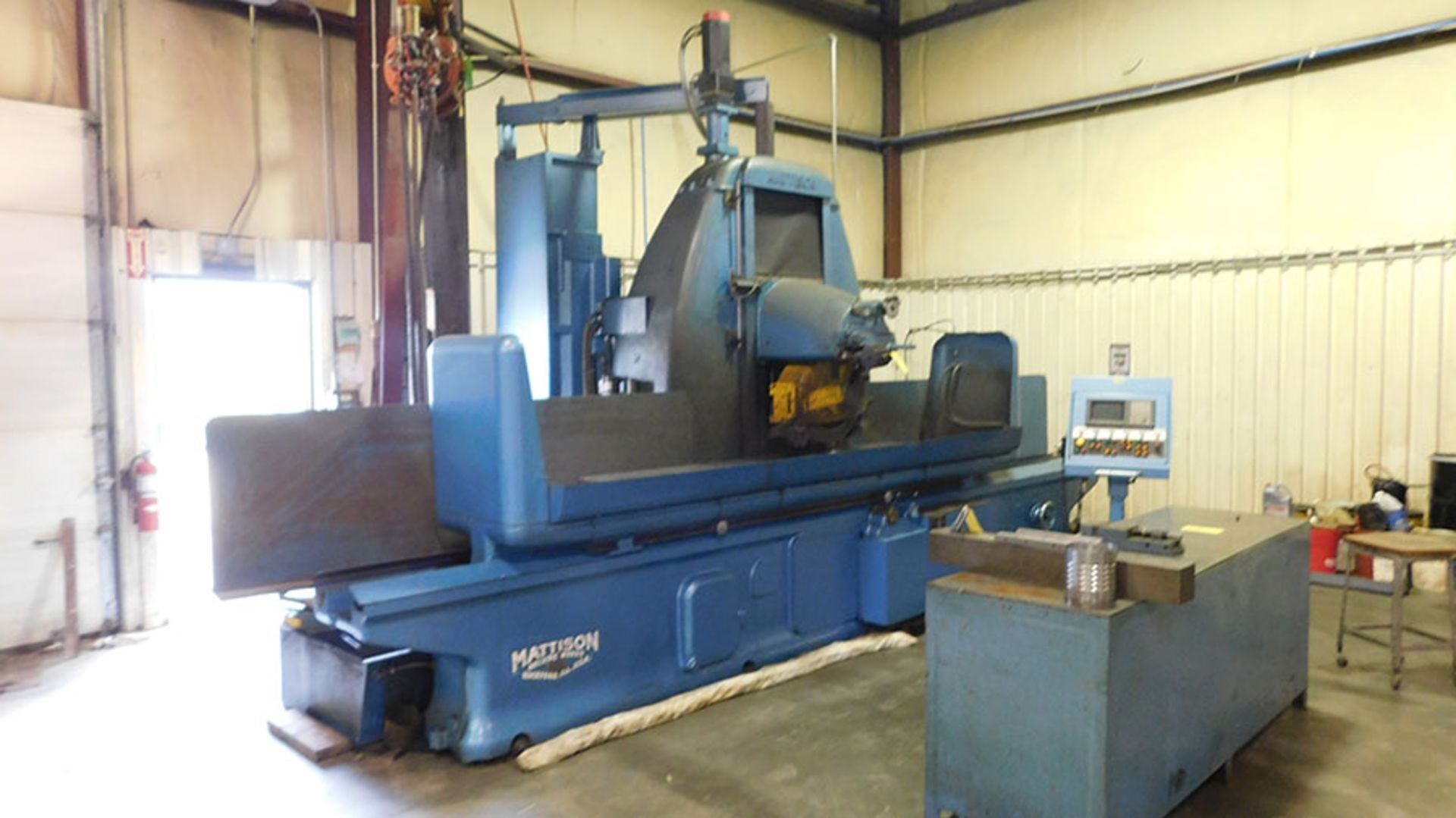 MATTISON HYDRAULIC SURFACE GRINDER, NEUTRAL PMC CONTROL, GE FANUC, 2-AXIS DRO, 20' X 97'' ( - Image 2 of 5