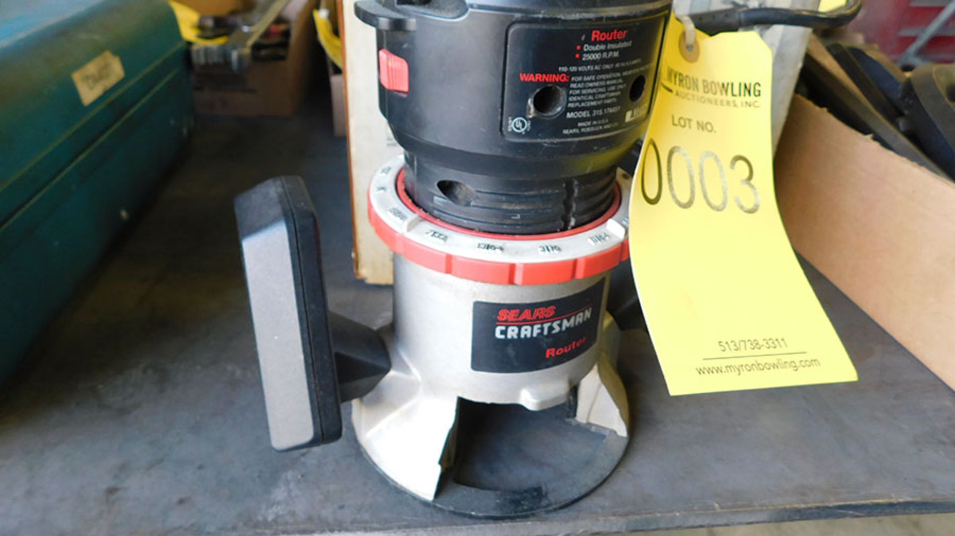 CRAFTSMAN ELECTRIC ROUTER, MODEL 315.174451, S/N A1096, 1-HP, 25,000 RPM