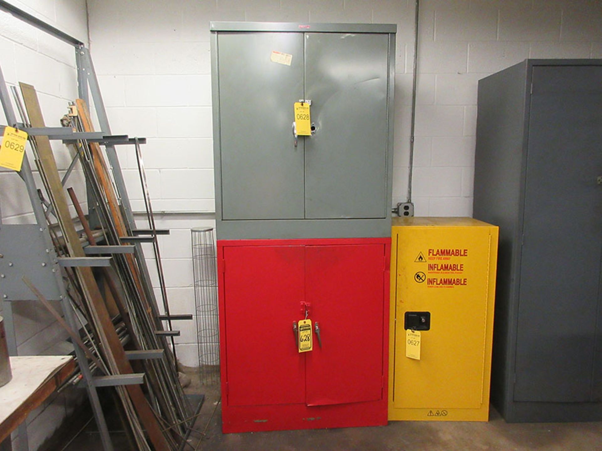 (2) 2-DOOR CABINET WITH CONTENTS; LUBRICANTS, FINISHING STONES, AND HOSE ASSEMBLIES