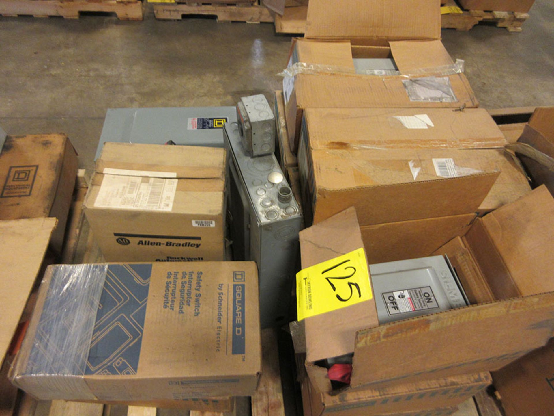 PALLET WITH SQUARE D, ALLEN BRADLEY, AND SIEMENS SAFETY SWITCHES