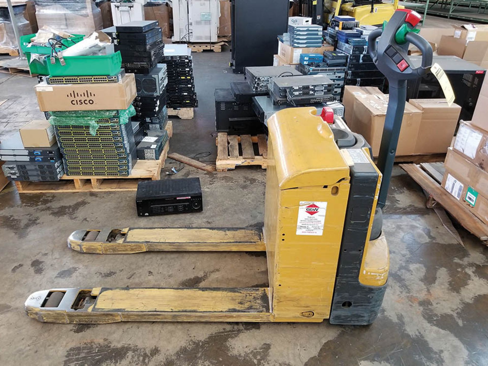 CATERPILLAR 4500 LB. WALK BEHIND ELECTRIC PALLET JACK, MODEL WP4500, 46" FORKS