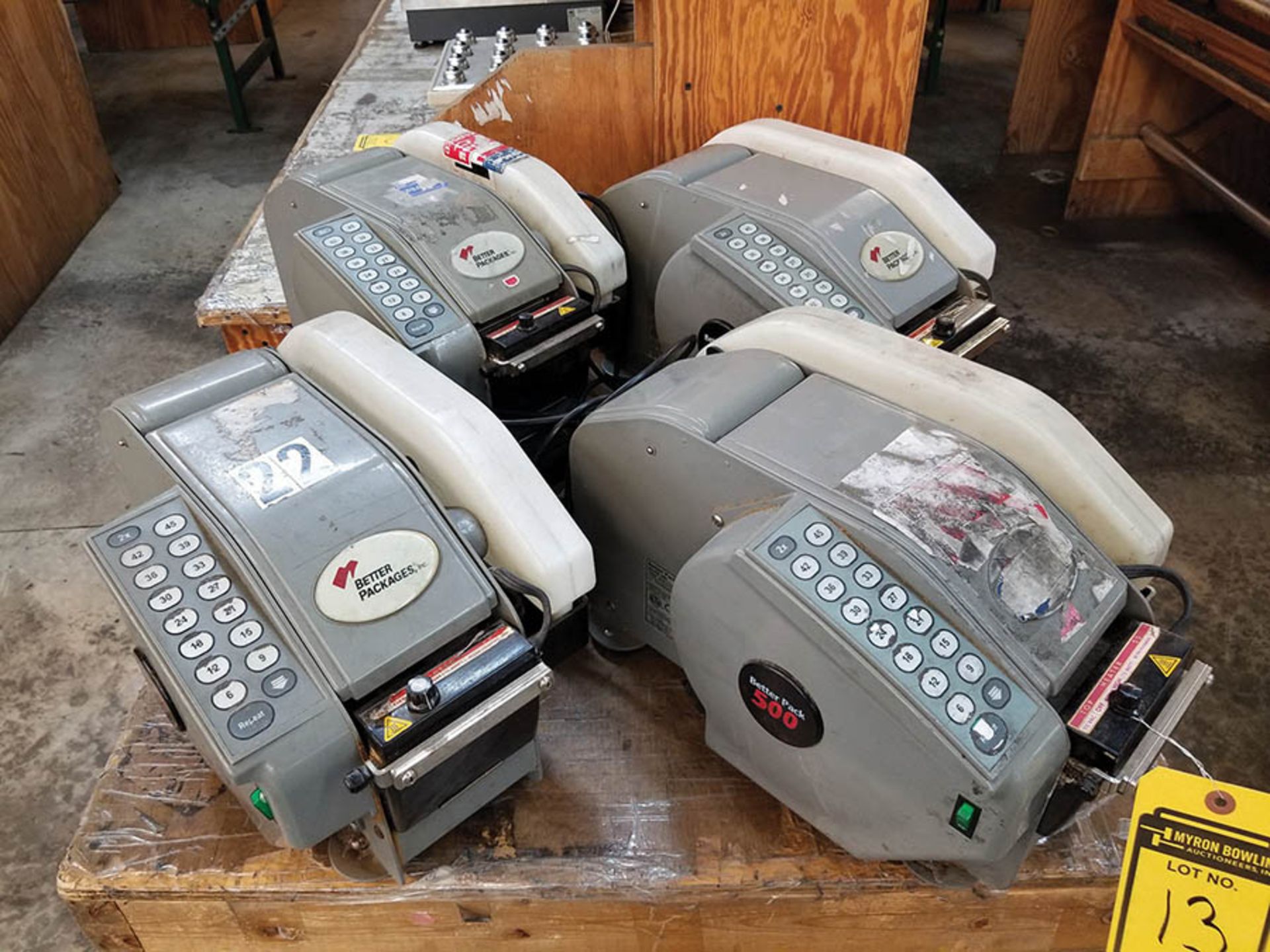 (4) BETTER PACKAGES BETTER PACK 500 TAPE MACHINES, ADJUSTABLE TOP HEATERS