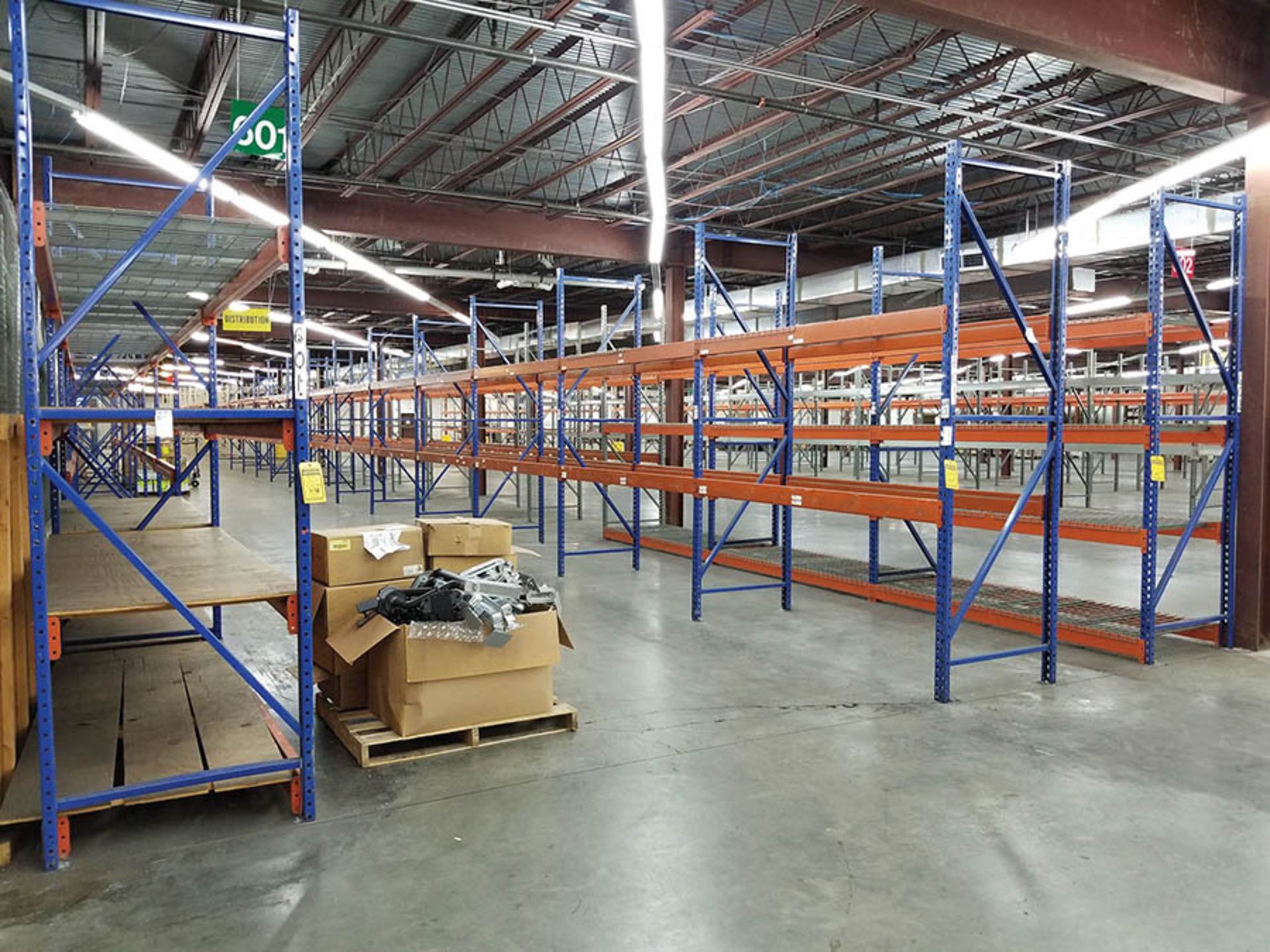 Single Tear Internal Racking (36) SECTIONS OF INTERLAKE TEAR DROP PALLET RACKING, 3' DEEP, 8' BEAMS ...