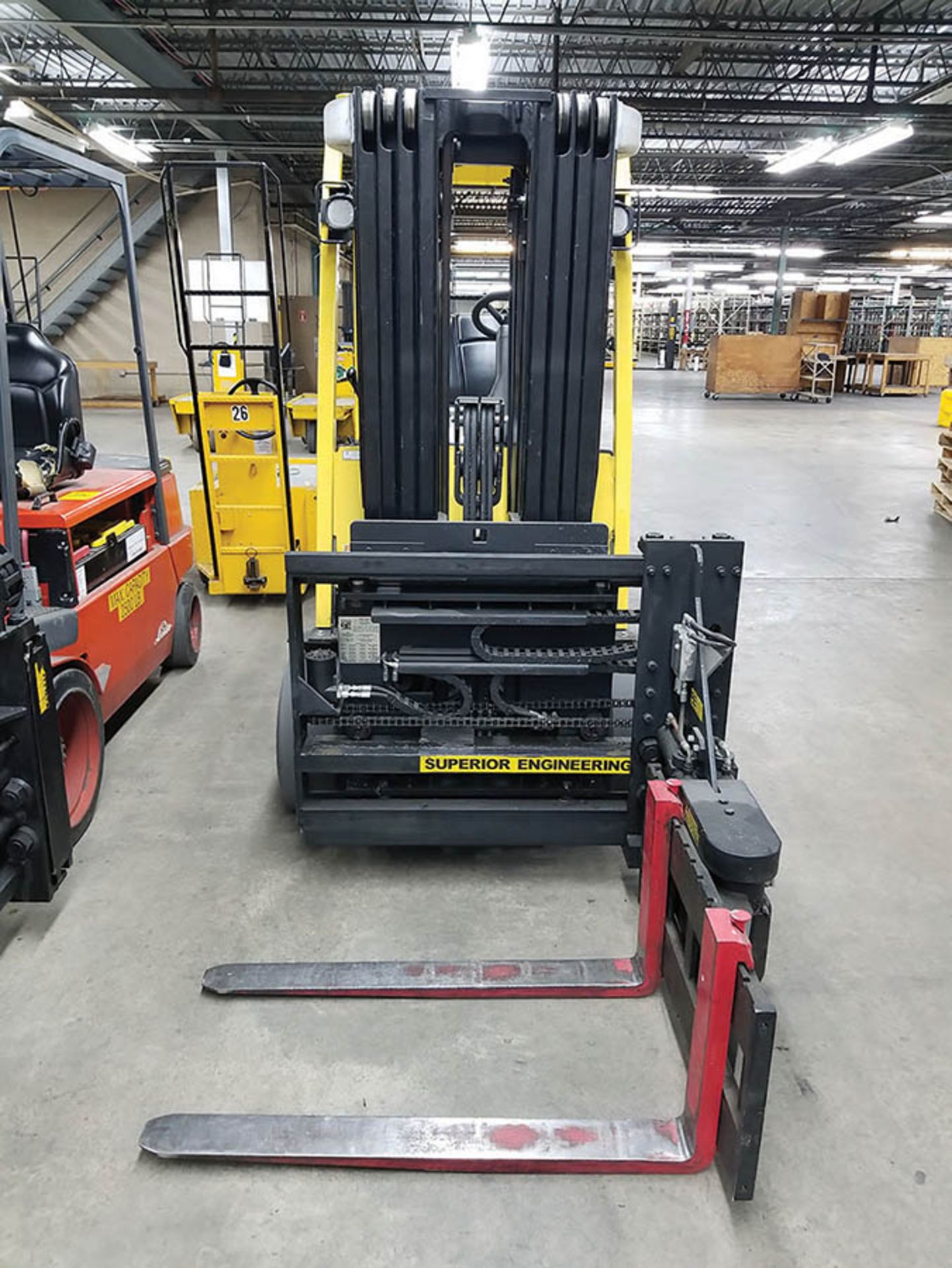 2012 HYSTER 6,000 LB ELECTRIC FORKLIFT,  48V, MODEL E60XN, SIDESHIFT LONG REACH,1,159 HRS, 240" LIFT - Image 4 of 9