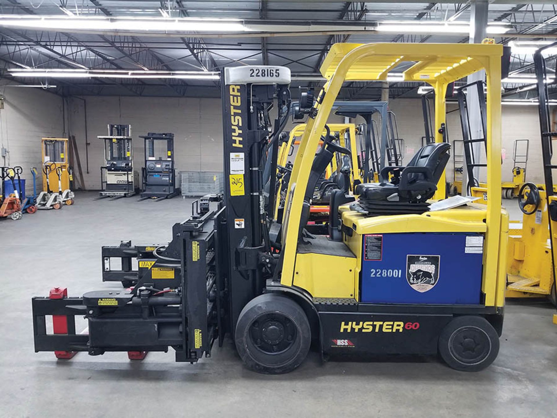 2012 HYSTER 6,000 LB ELECTRIC FORKLIFT,  48V, MODEL E60XN, SIDESHIFT LONG REACH,1,159 HRS, 240" LIFT - Image 2 of 9