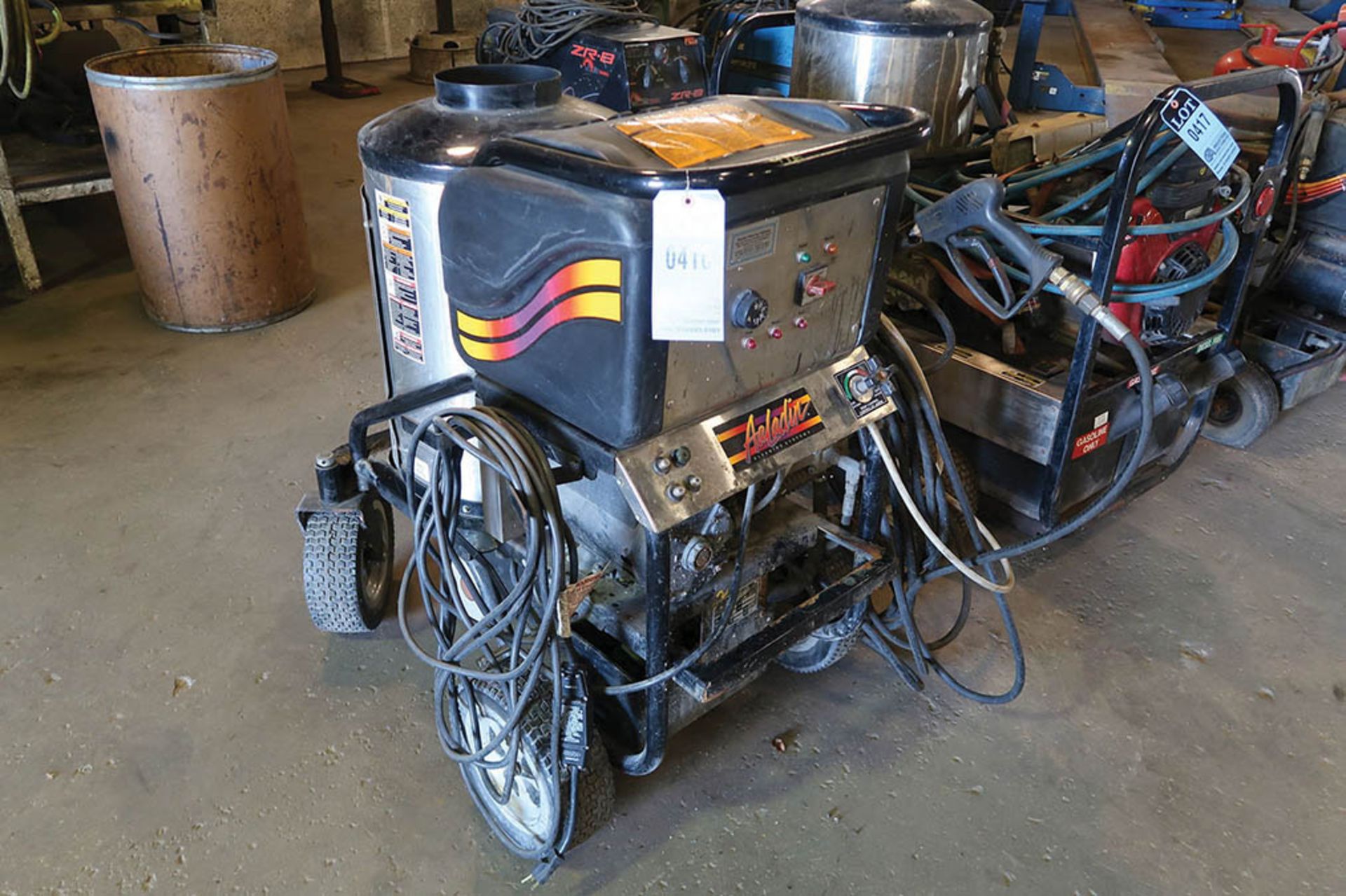 AALADIN MODEL 14-416SS DIESEL POWERED HOT WATER POWER WASH, 1,600 PSI ***LOCATED IN MIDLAND,