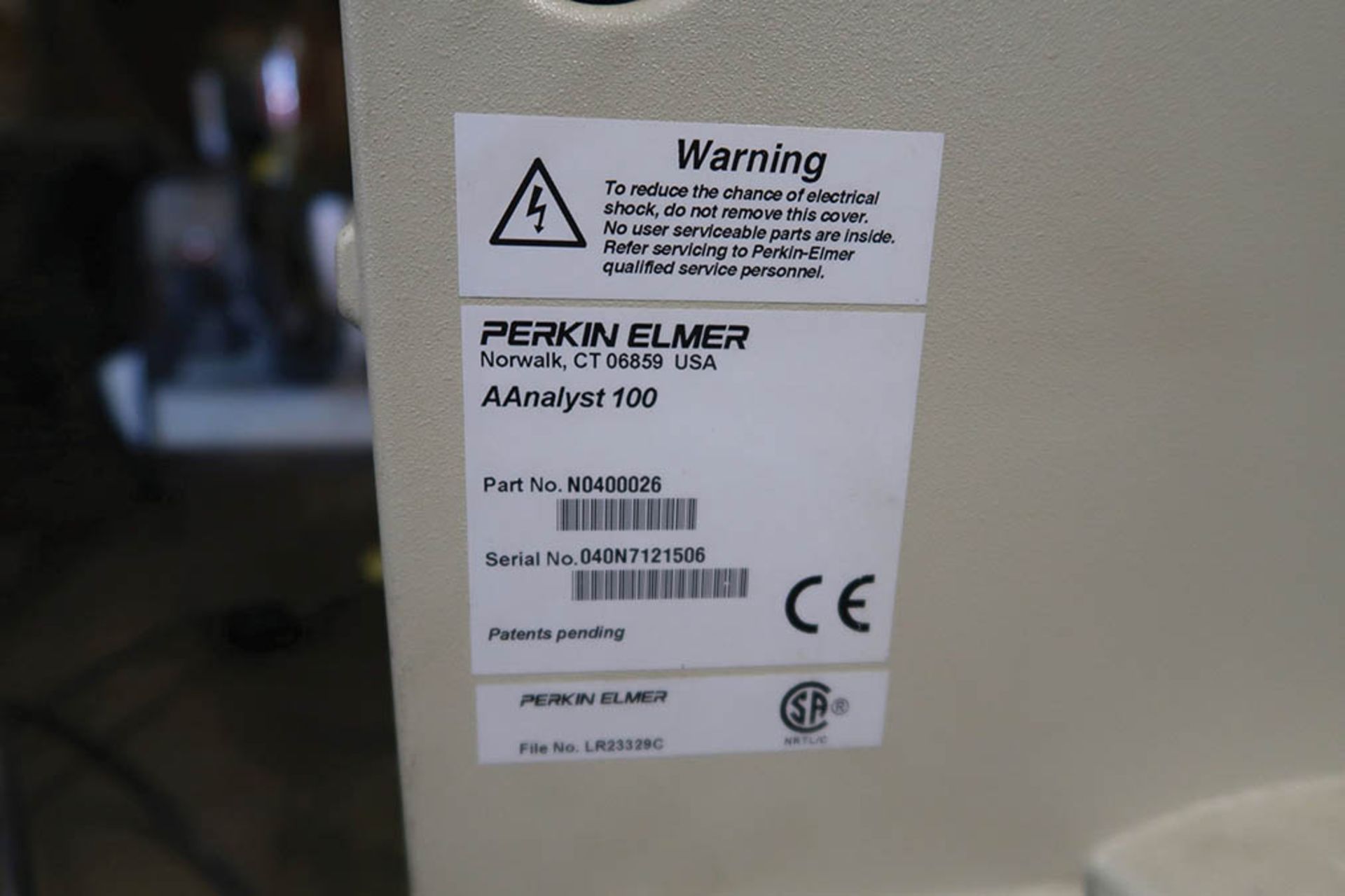 PERKIN ELMER ANALYST 100 ATOMIC ABSORPTION SPECTROMETER; S/N 040N7121506 ***LOCATED IN MIDLAND, - Bild 5 aus 5