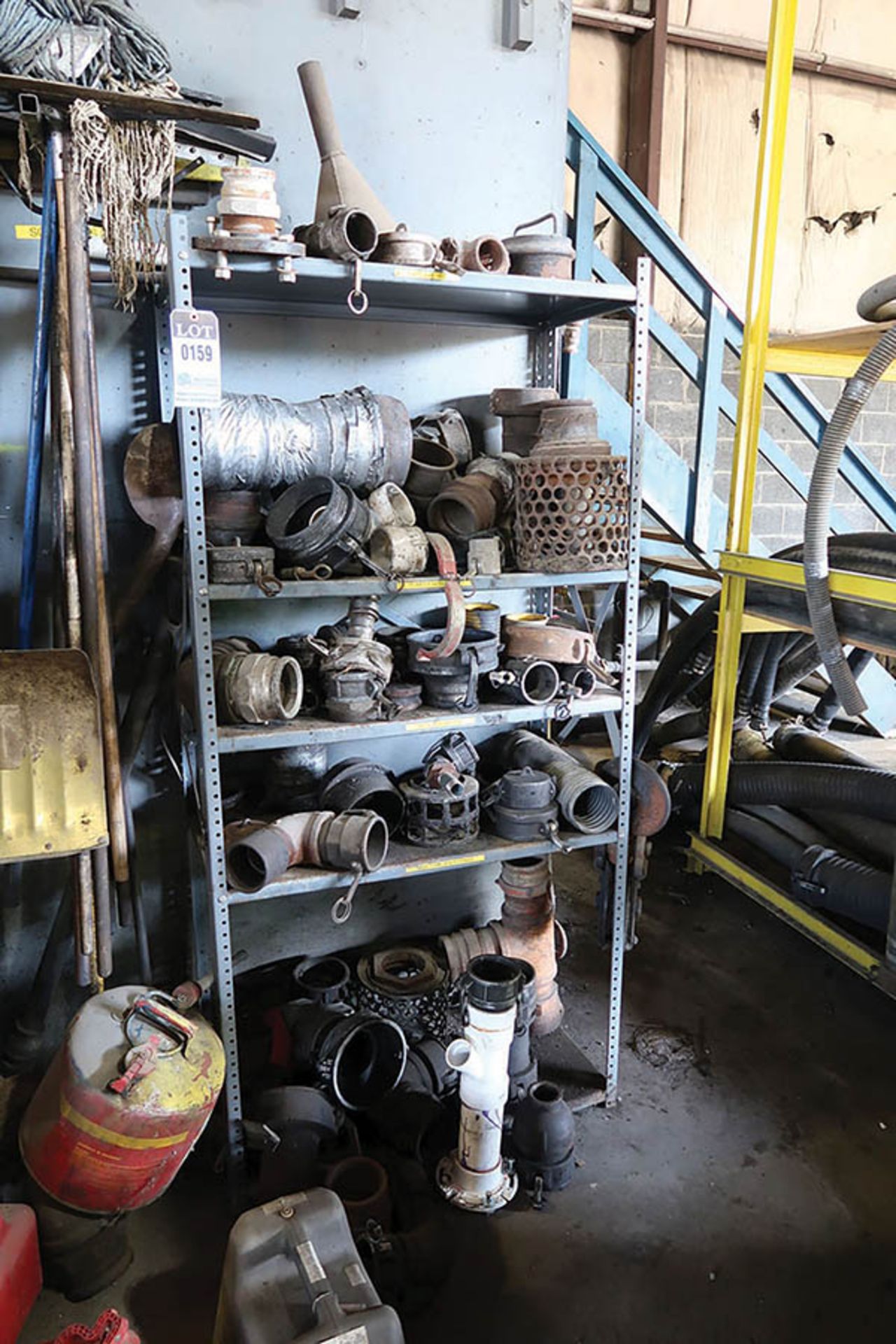 STEEL SHELVES WITH CONTENTS CAPS, PLUGS, REDUCERS, CAMLOCK FITTINGS