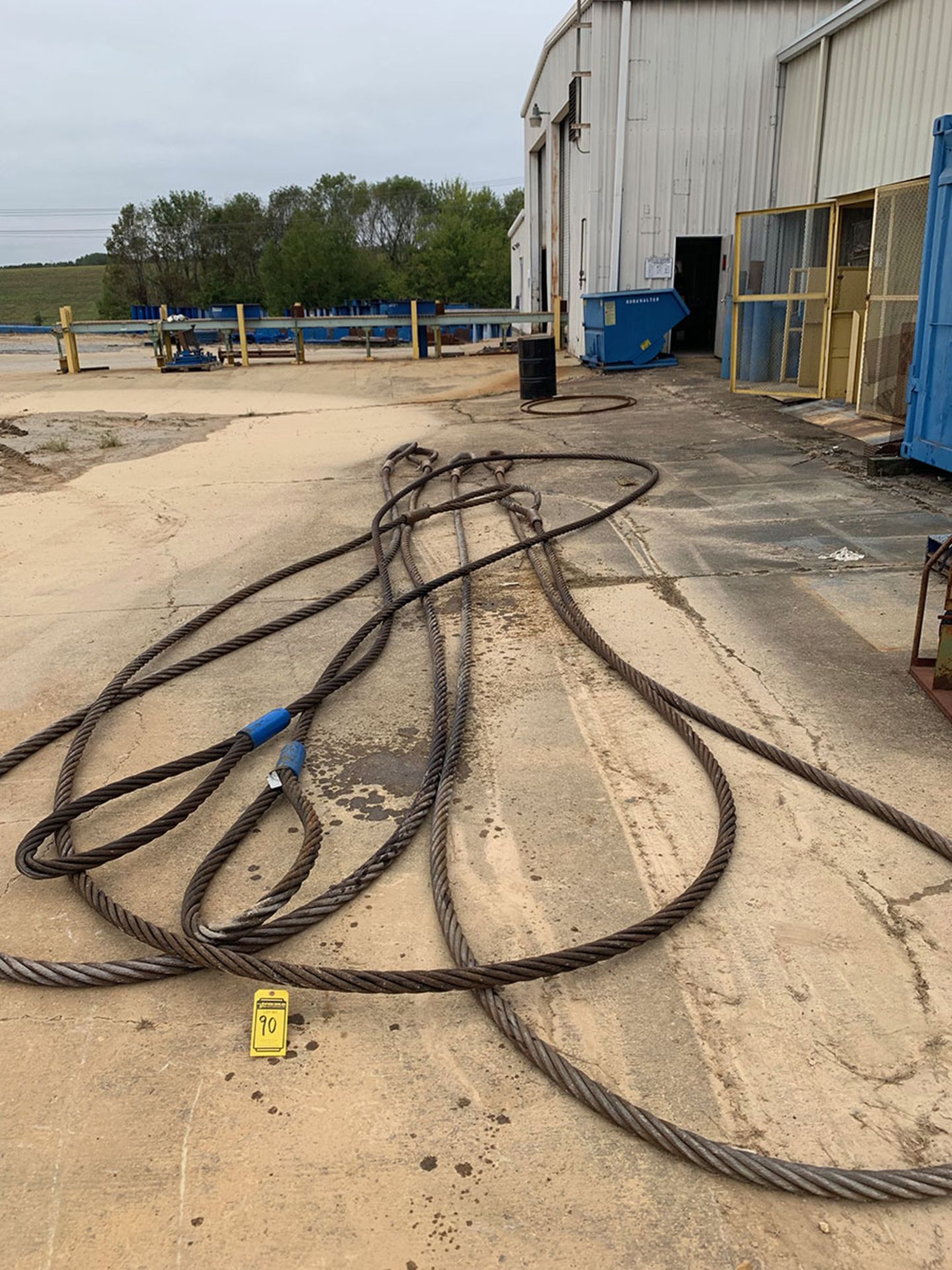(4) CABLE SLINGS, (2) 2'' X 50' & (2) 2 1/4'' X 60'