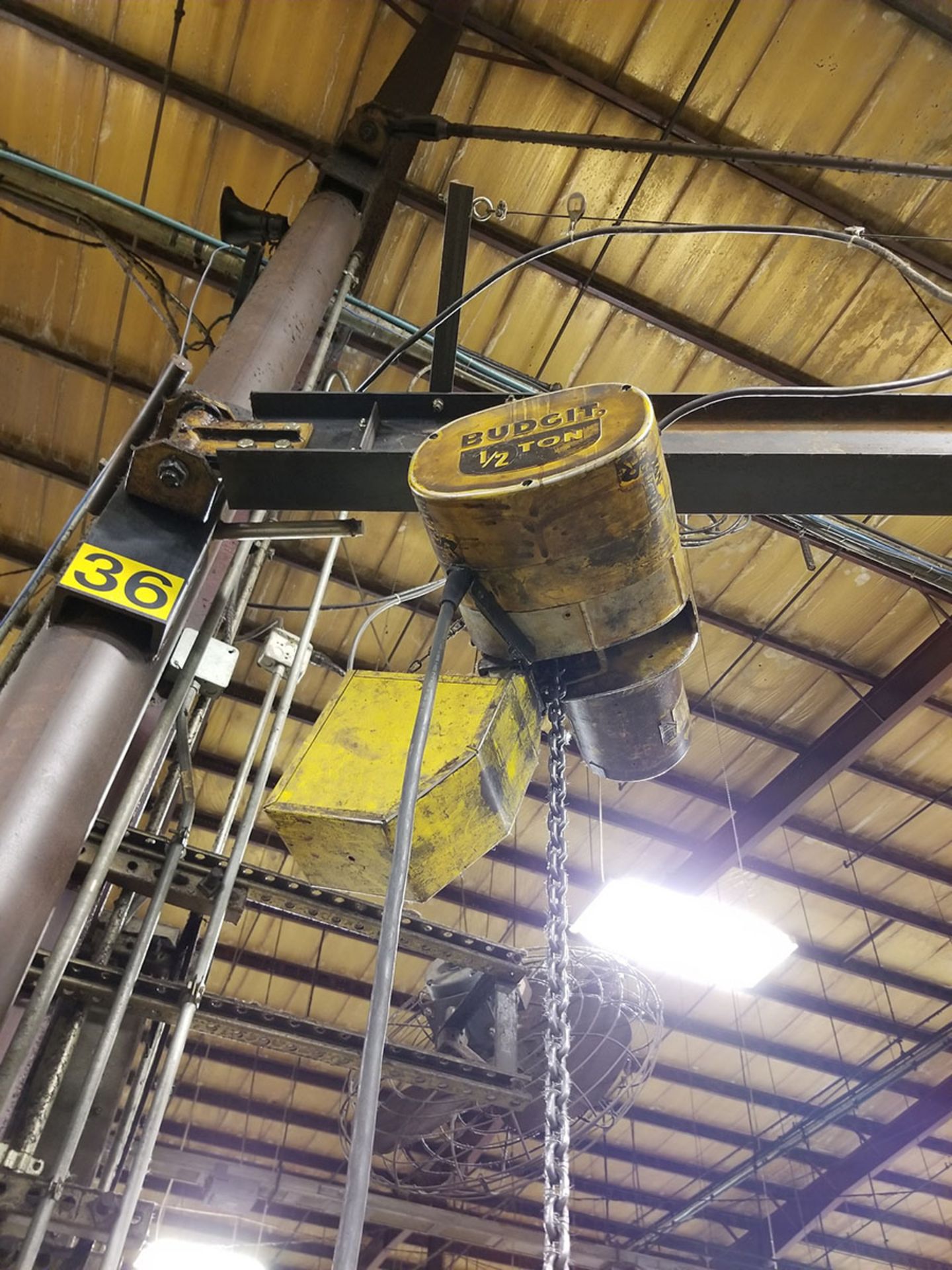 1/2 TON COLUMN MOUNTED JIB CRANE WITH BUDGIT 1/2 TON ELECTRIC CHAIN HOIST WITH PENDANT CONTROL - Image 2 of 6